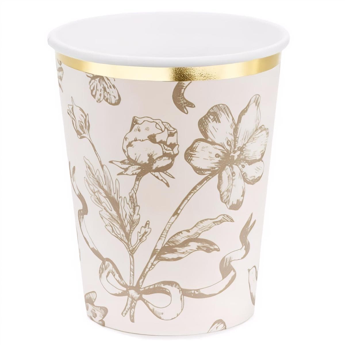 Pahvimukit - Kukat ja Perhoset, Beige, 220 ml, 6 kpl