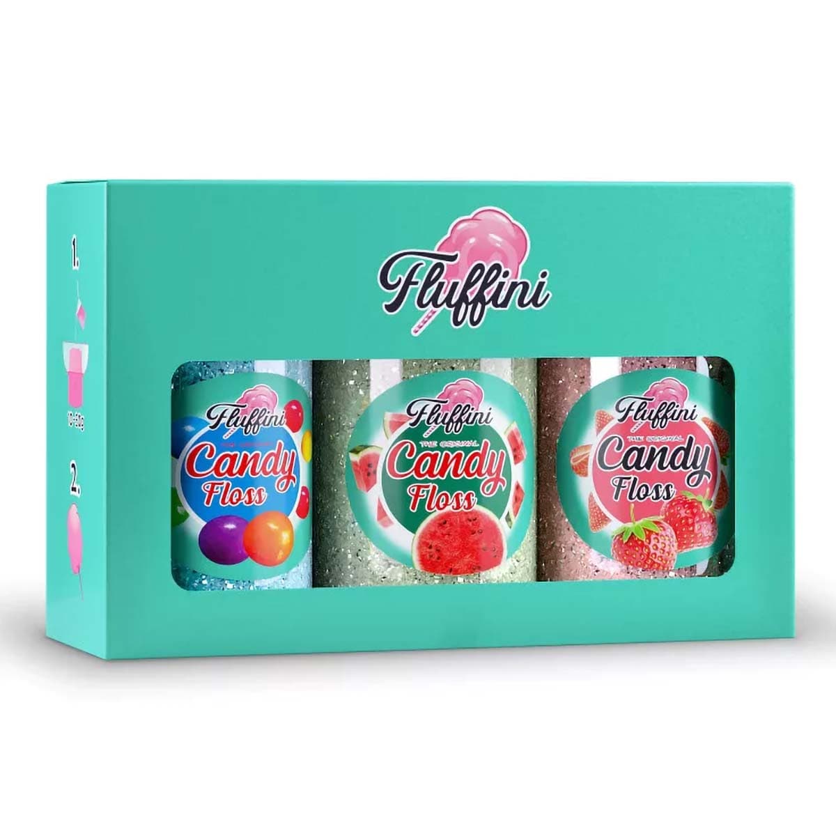 Hattarasokeri - Bubblegum, Vesimeloni ja Mansikka, 3 x 150g – Fluffini
