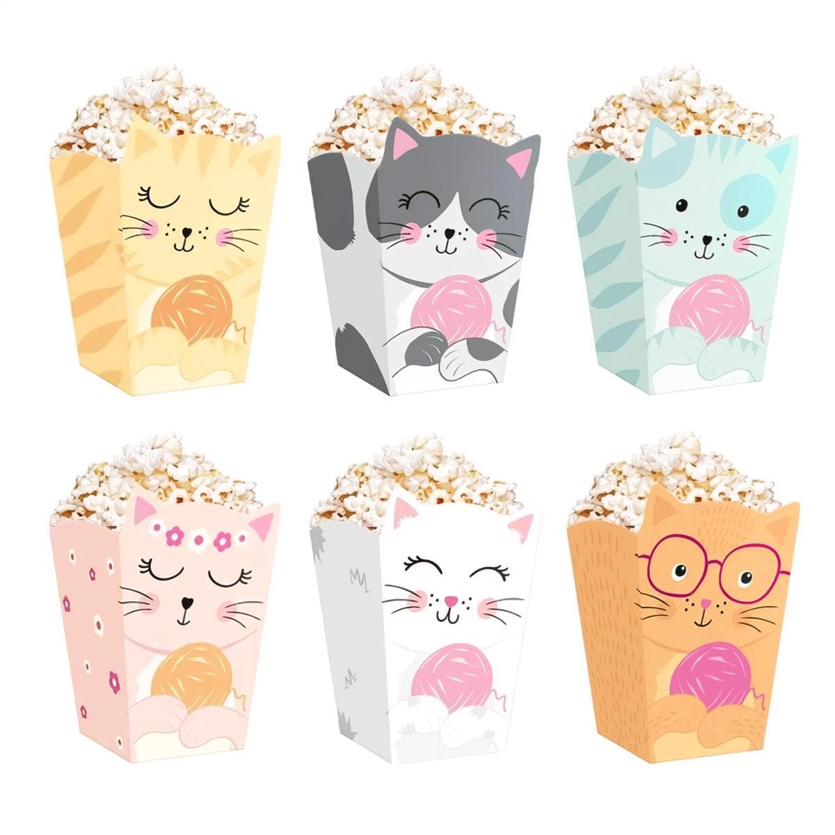 Popcorn-rasiat - Kissat Pastelli, 6 kpl