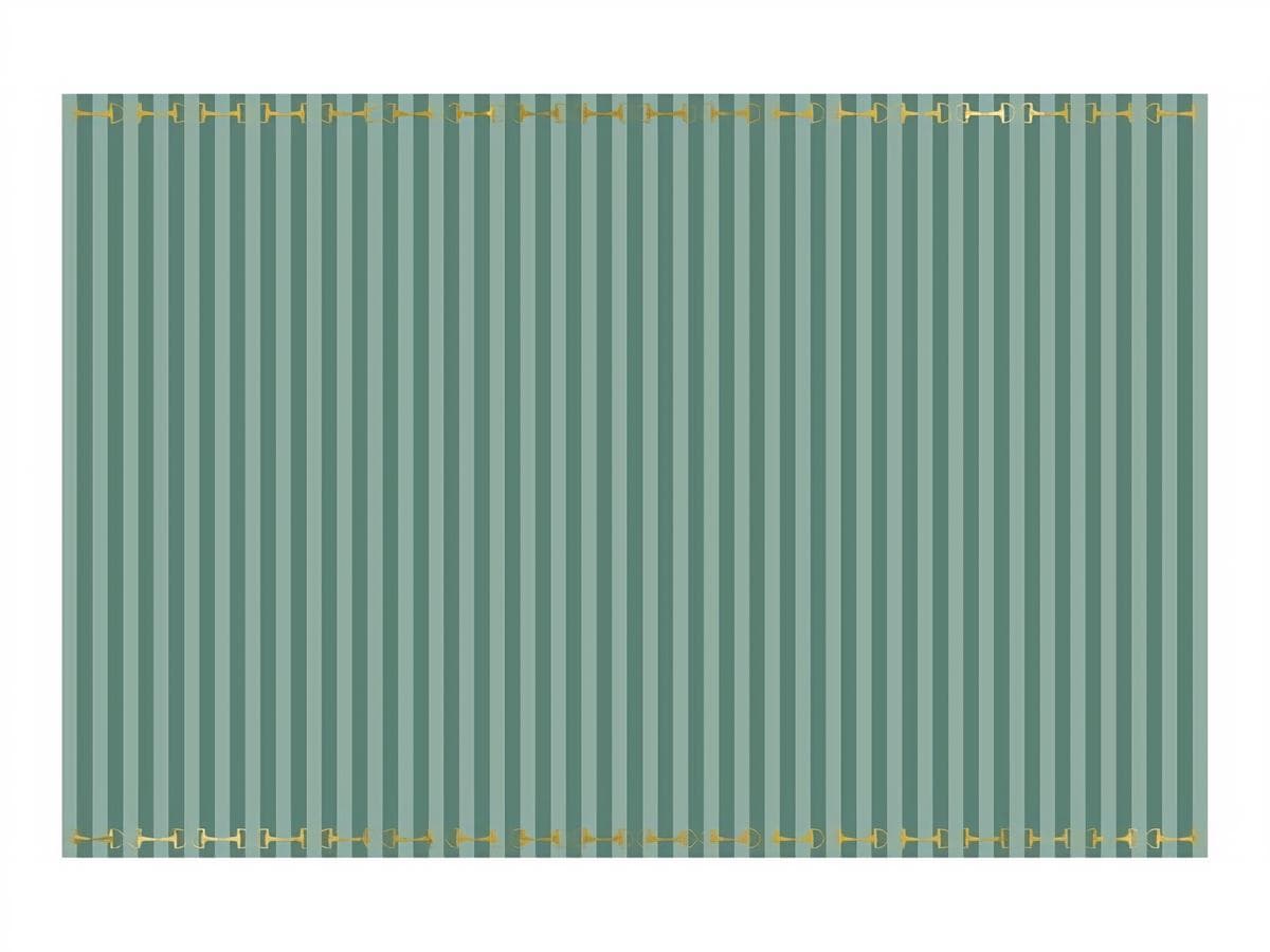 Pöytäliina Muovipinnoitettu - Vihreäraitallinen, kuolainkuvio, 180x120 cm