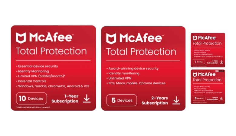McAfee Total Protection 2026 -virustorjuntaohjelma | Tarjous jopa -87 % - McAfee Total Protection 2026 -