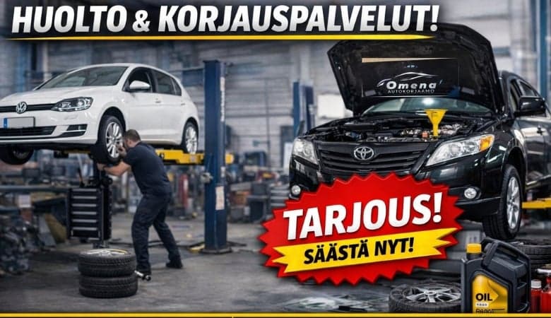 Renkaiden vaihto tai autohuolto öljynvaihdolla | Jopa -60 % | Helsinki, Tattarisuo