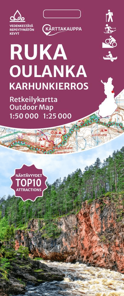Karttakauppa Rukatunturi Oulanka Karhunkierros retkeilykartta, suomi – Karttakauppa