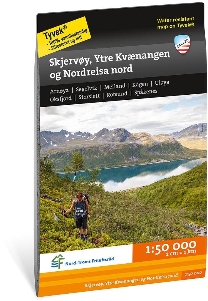 Calazo Skjervøy, Ytre Kvaernangen og Nordreisa nord Tyvek retkeilykartta – Calazo