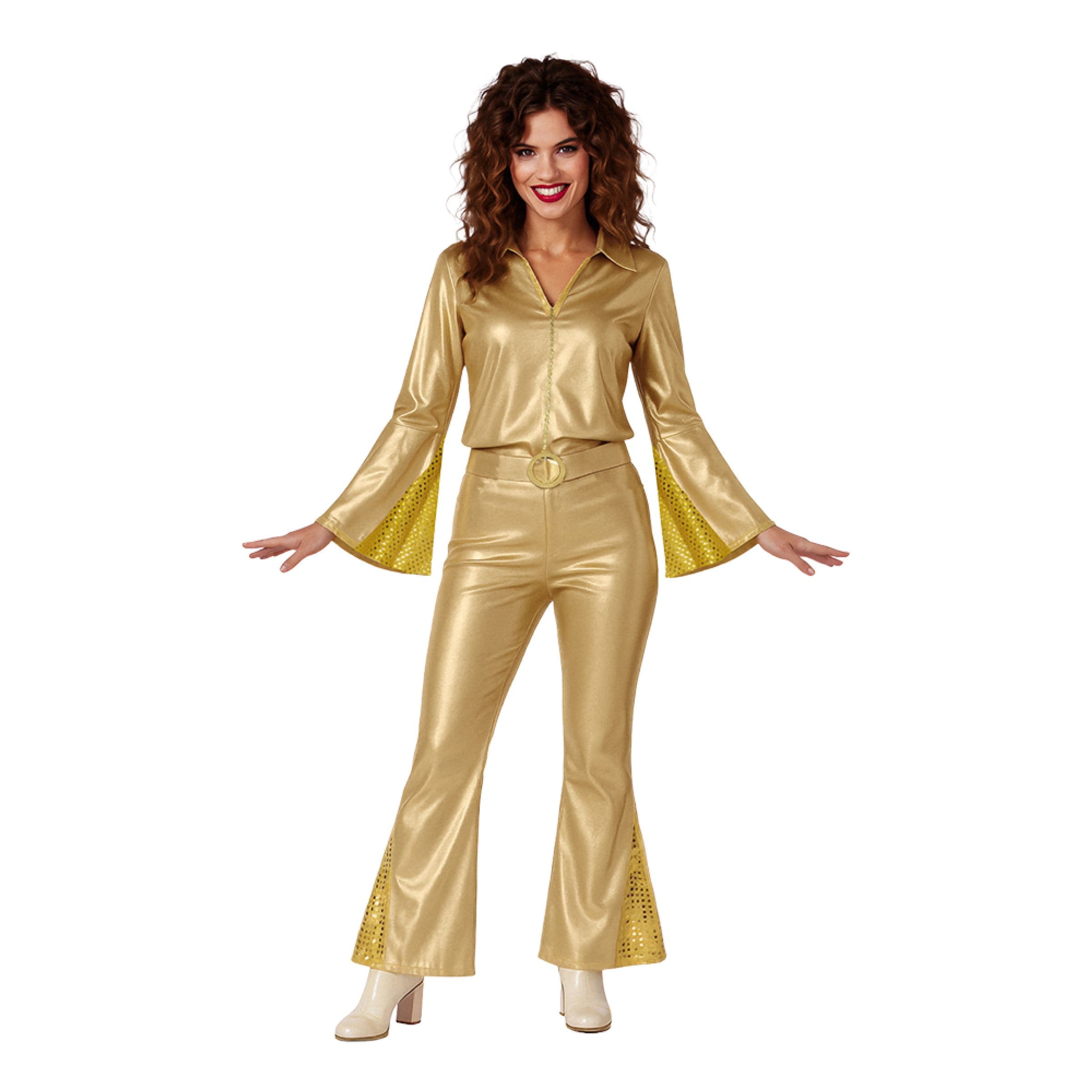 70-luvun Disco Nainen Kulta Naamiaisasu - Small – Fiestas Guirca