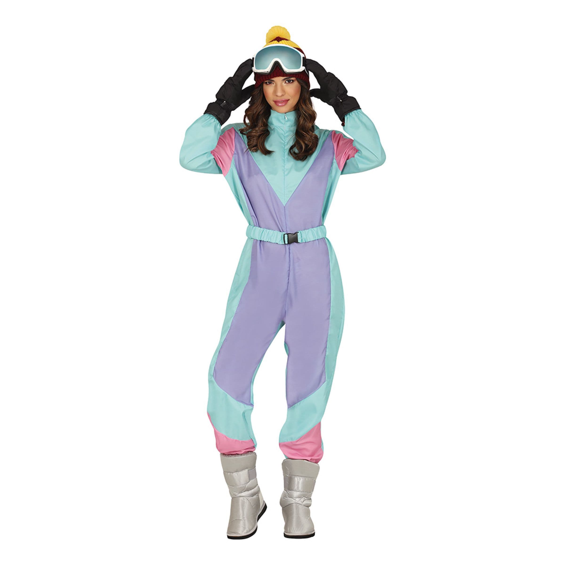 80-luvun Skioveralli Lila/Sininen Naiset Naamiaisasu - Large – Fiestas Guirca