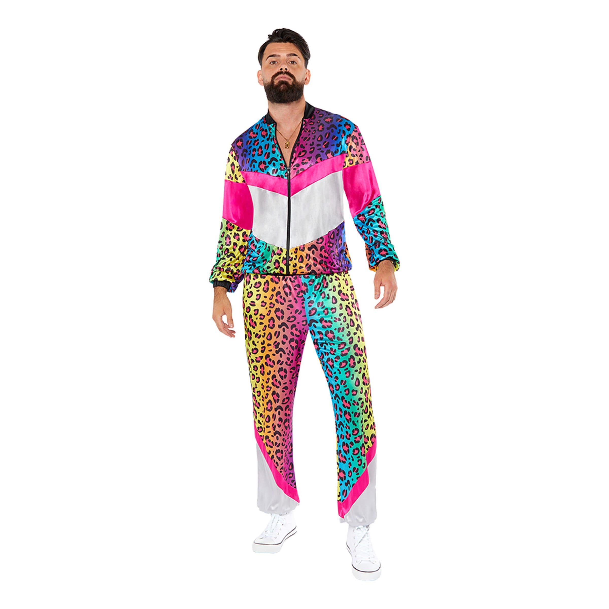 80-luvun Verryttelypuku Neon Leopard Naamiaisasu - Large – Riethmüller