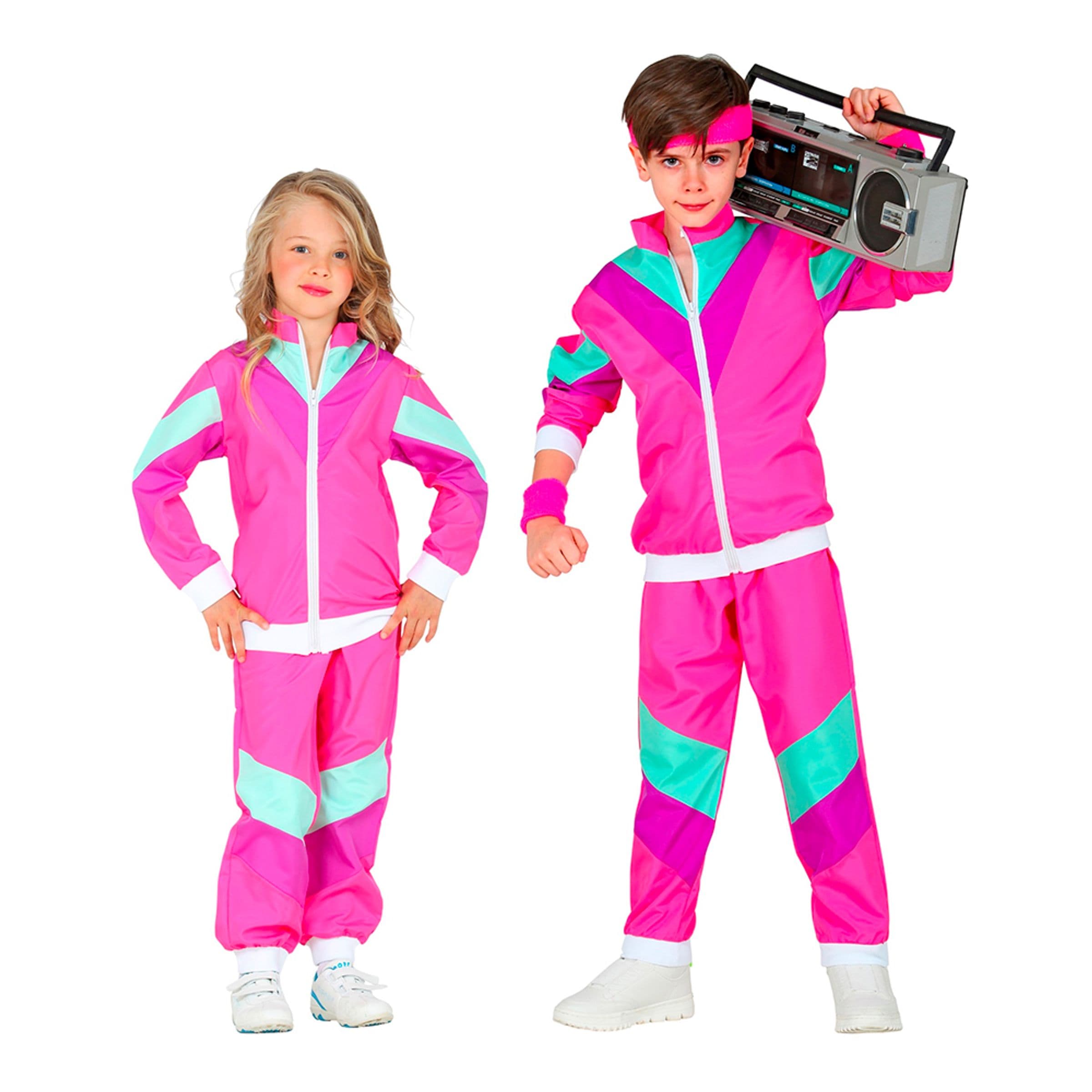 80-luvun Verryttelypuku Vaaleanpunainen Lasten Naamiaisasu - Large – Widmann