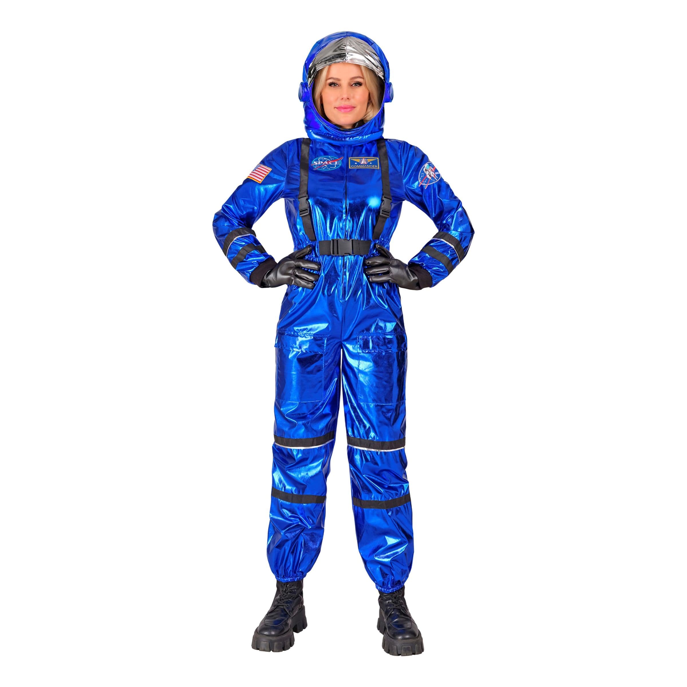 Astronautin sininen Metallic-naamiaisasu naisille - X-Large – Widmann