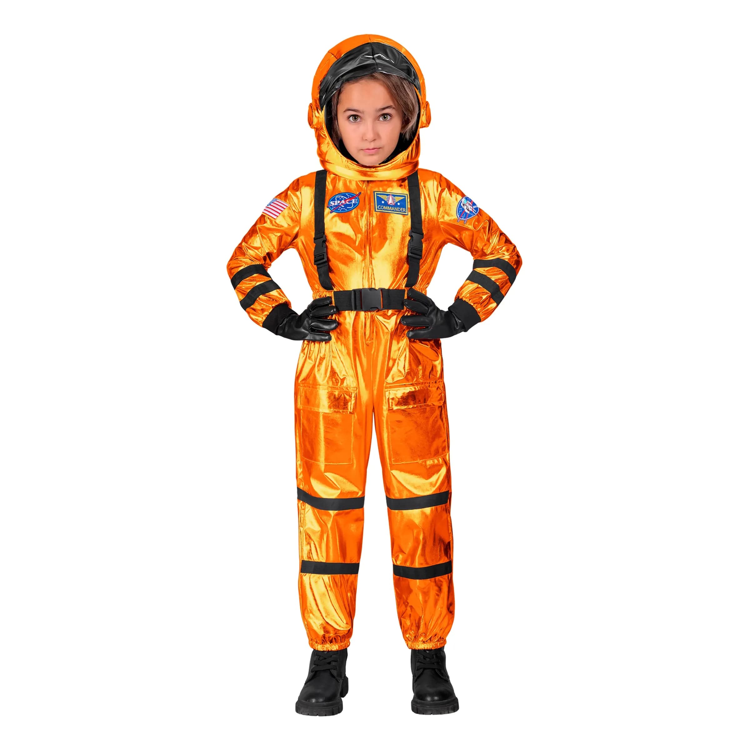 Astronautti Oranssi Metallic Lasten Naamiaisasu - X-Large – Widmann