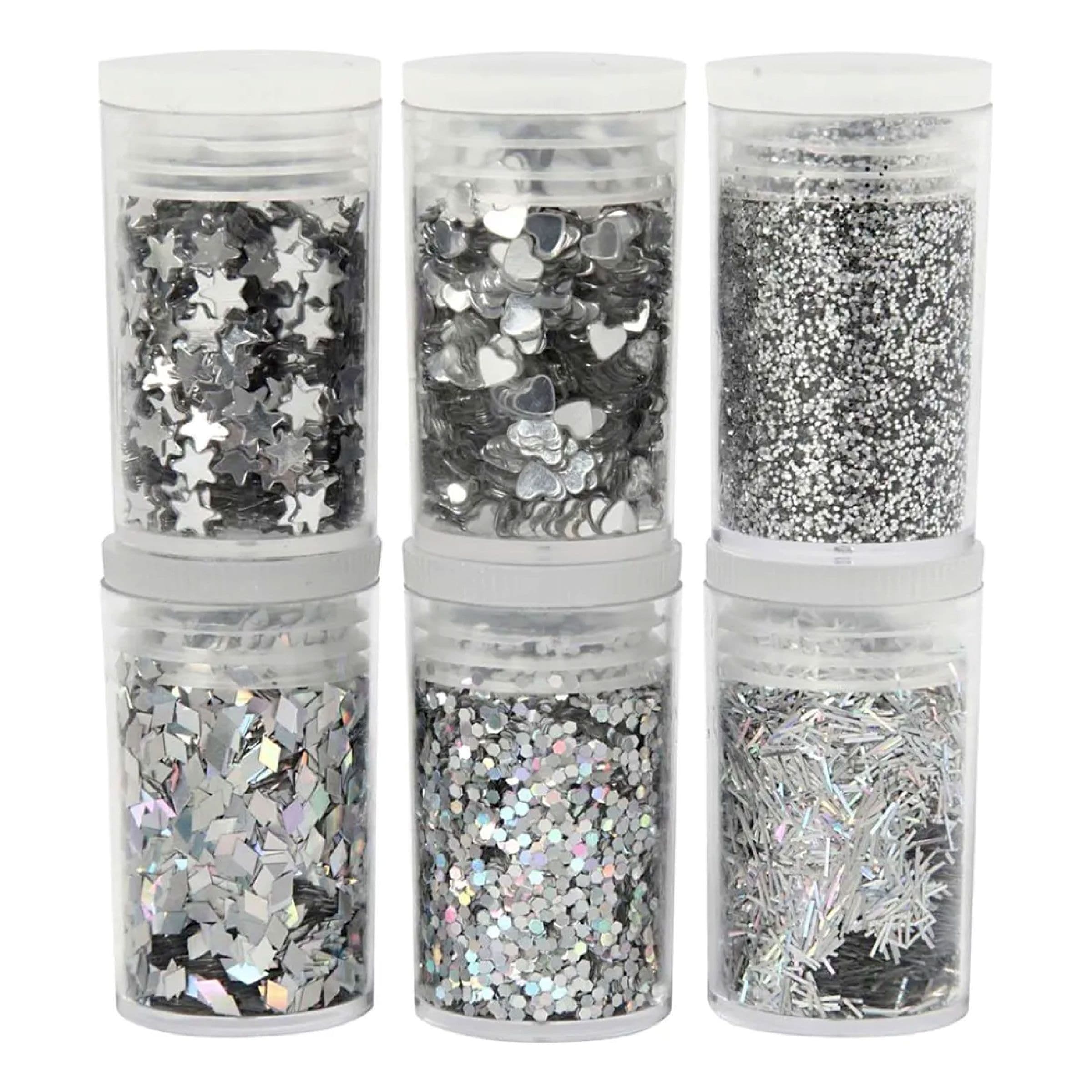 Bio-Glitter Sekoitettu Hopeasetti - 6-pakkaus – CC Hobby