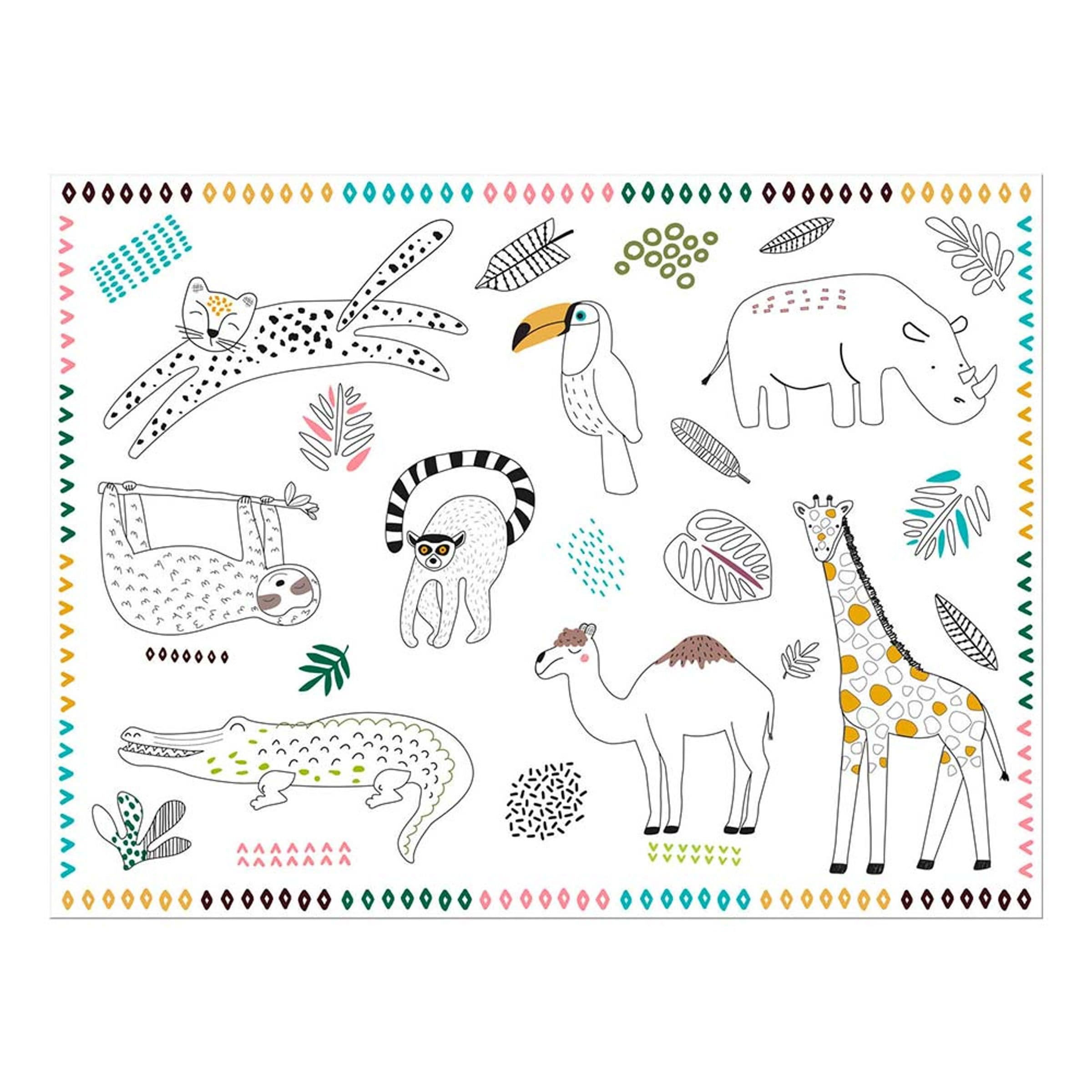 Pöytätabletit Värityskangas Zoo Party - 6-pakkaus – Folat