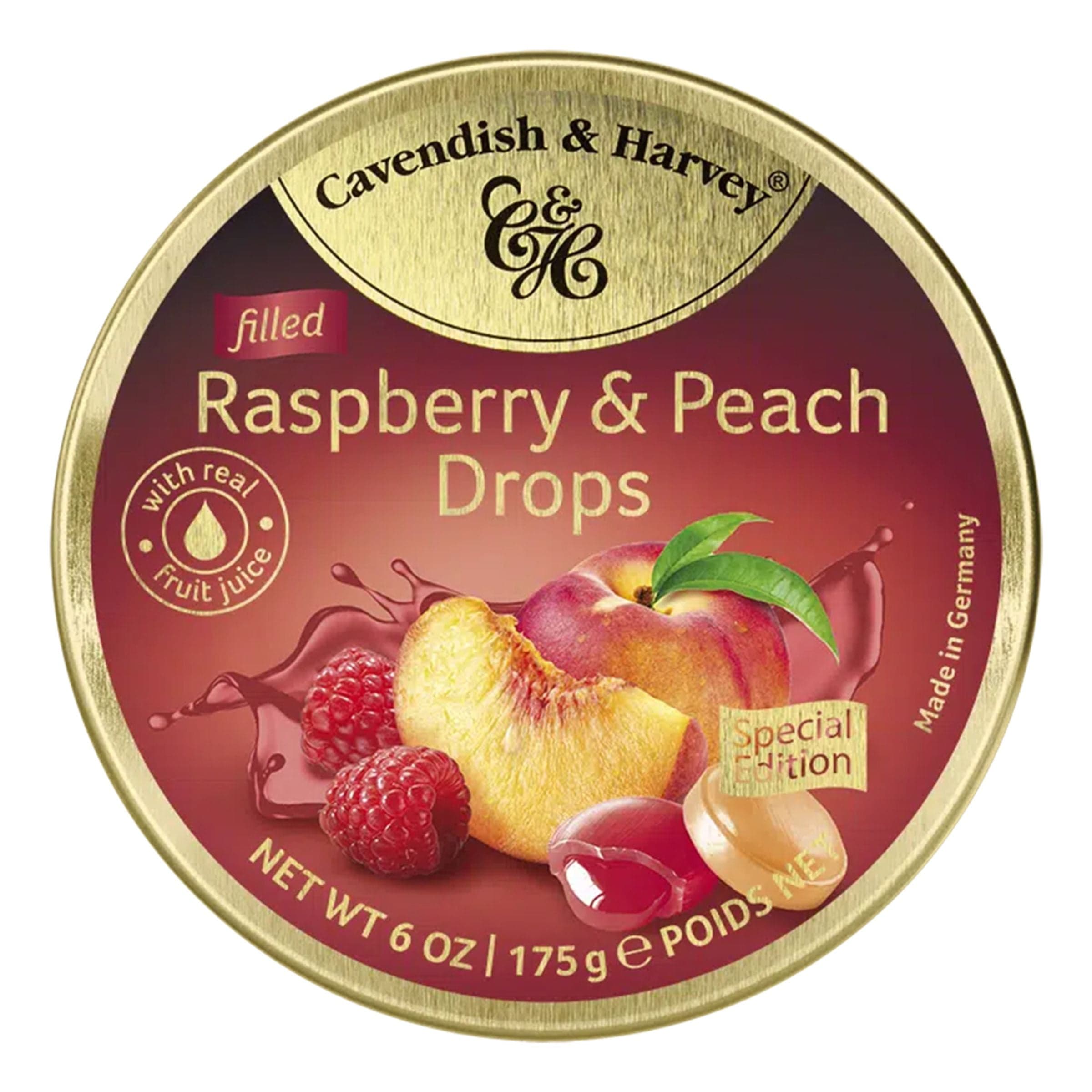 Cavendish Raspberry Peach Drops - 175 g – Hultén Godis