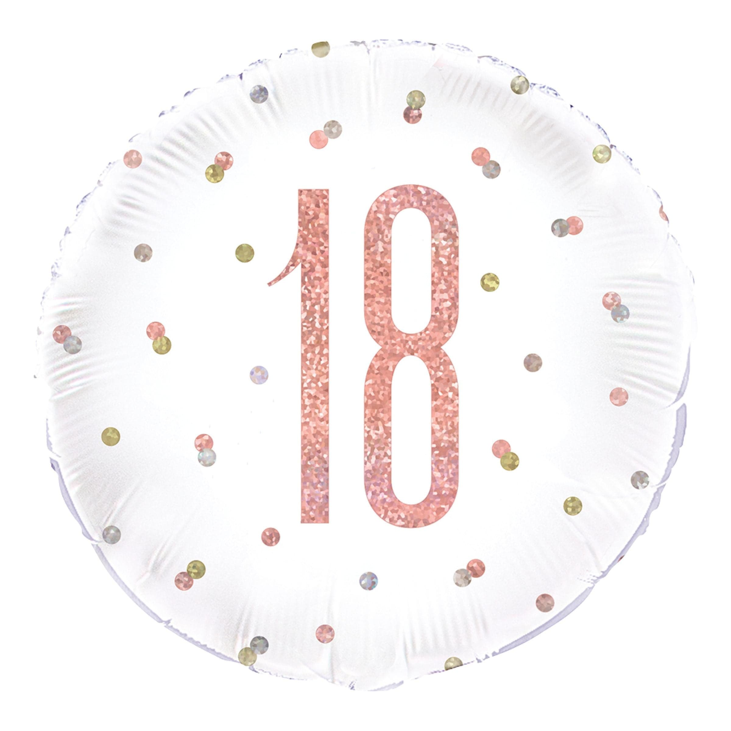 Folioilmapallo 18 Valkoinen/Ruusukulta Pilkullinen – Unique Party