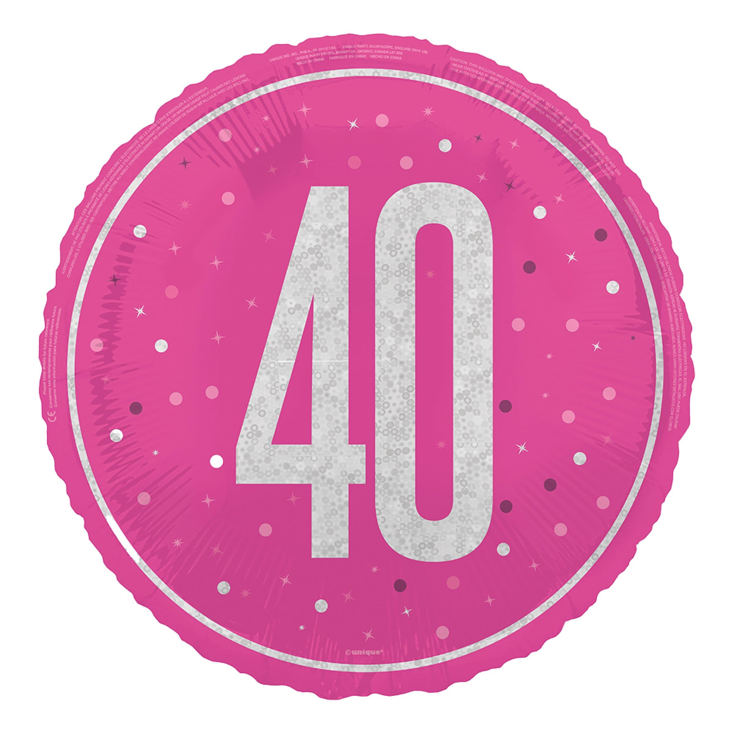 Folioilmapallo 40 Vaaleanpunainen/Hopea – Unique Party