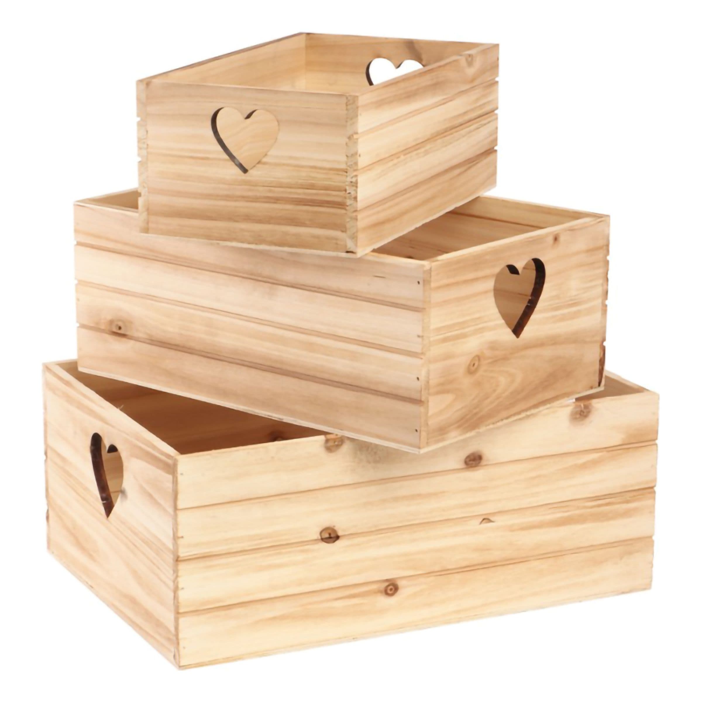Sydänkuvioidut Puiset Säilytyslaatikot - 3-pakkaus – CHAKS