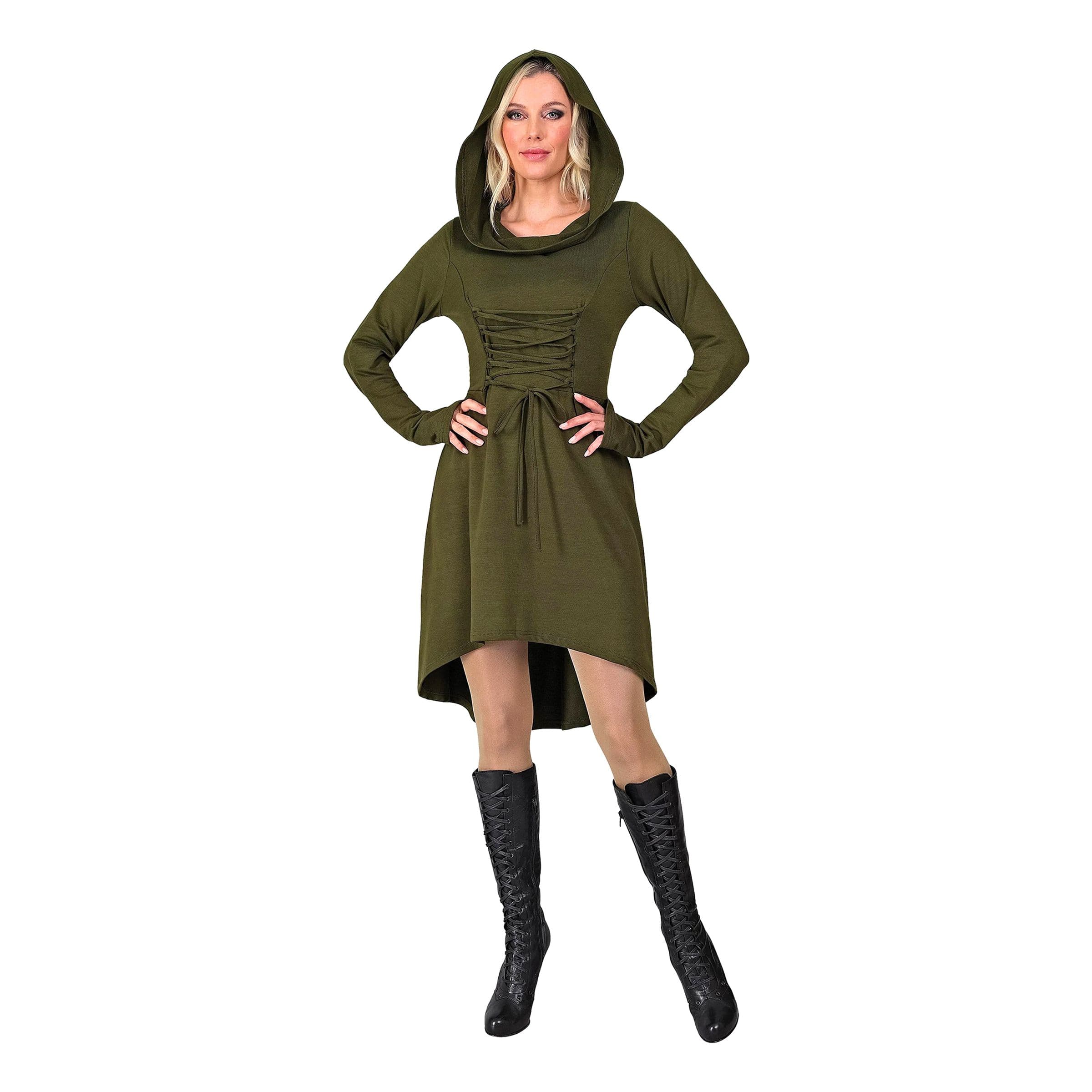 Goottityylinen vihreä huppumekko naamiaisasu - Small – Widmann