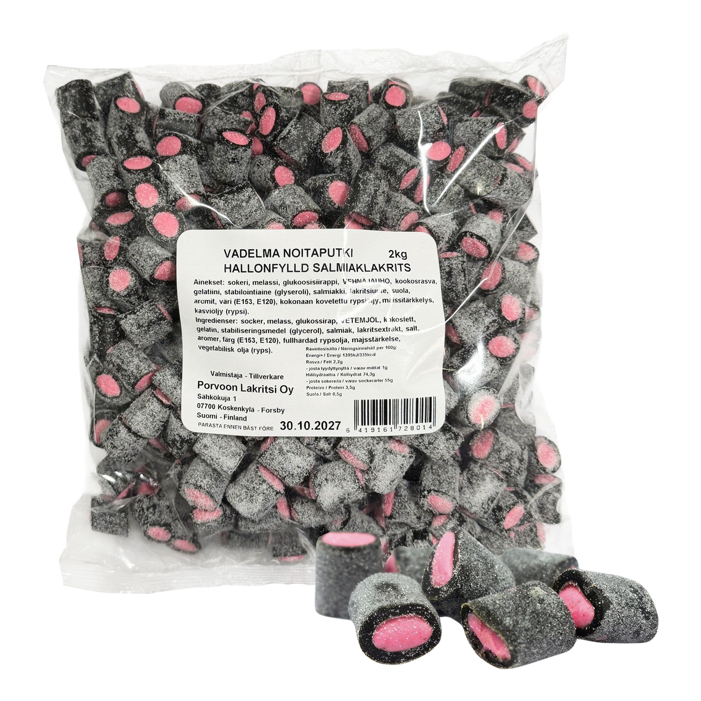 Vadelmatäytteinen Salmiakkilakritsi Suurpakkaus - 2 kg – ERT Godis Bulk