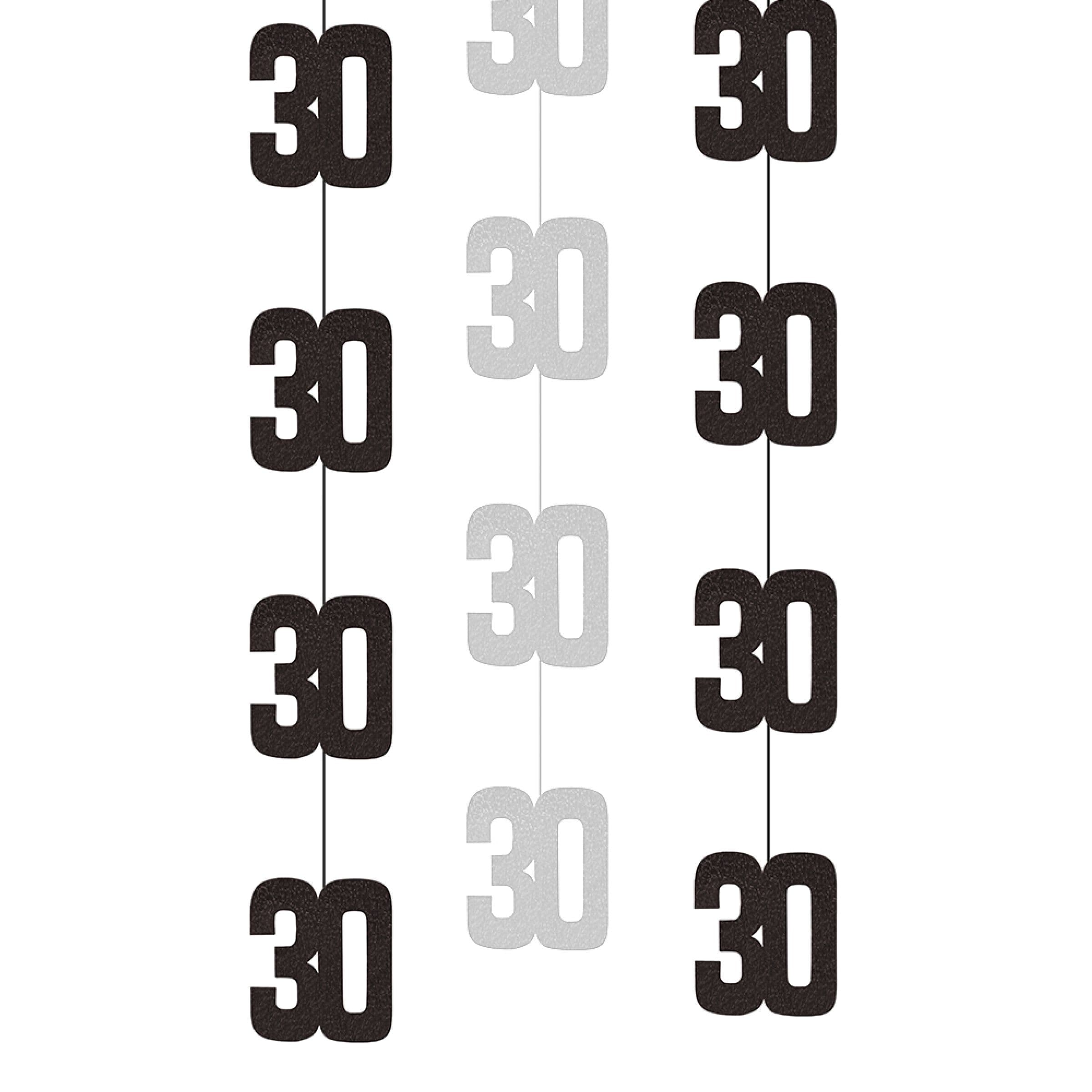Ripustettavat Koristeet 30 Musta/Hopea - 6-pakkaus – Unique Party