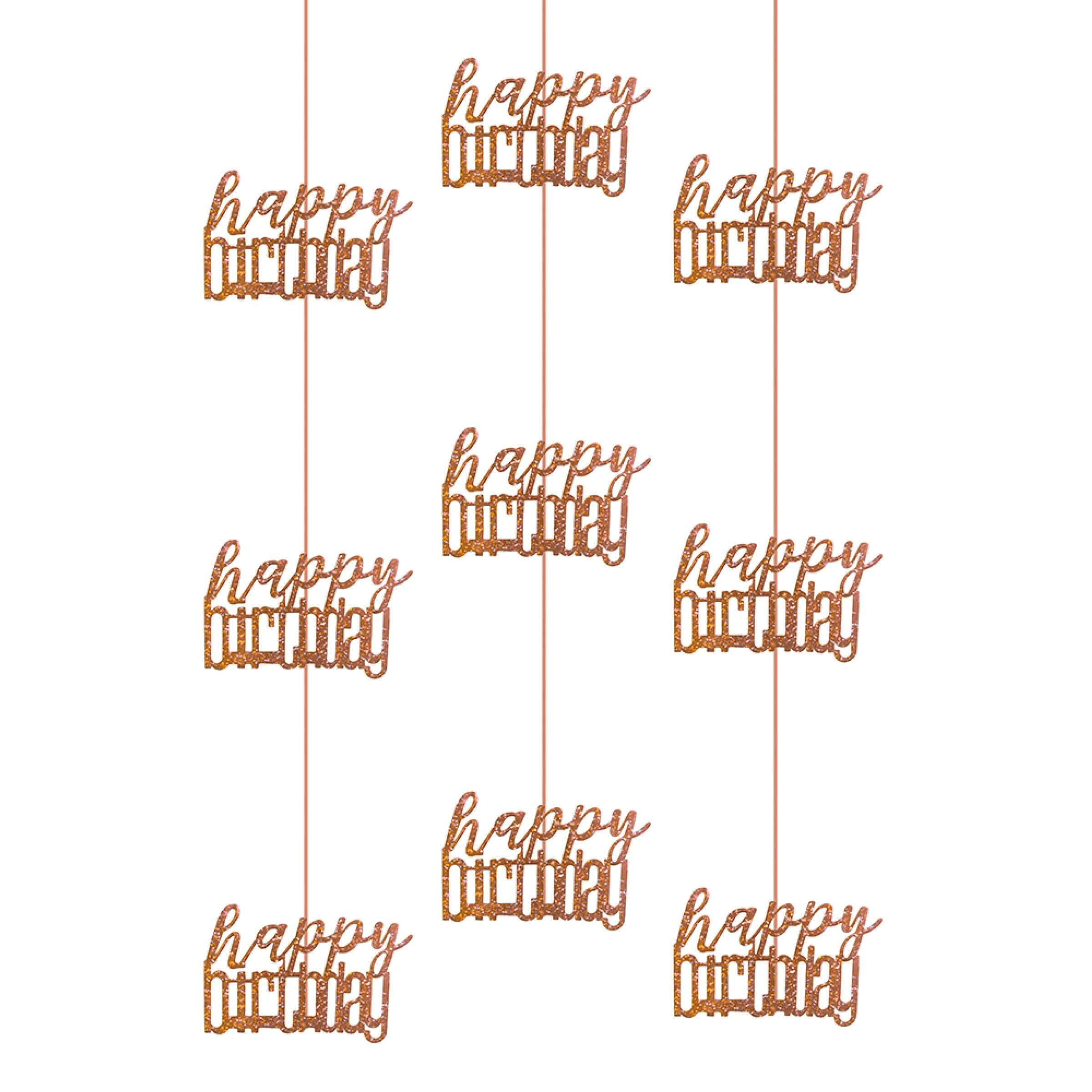 Ripustettavat Koristeet Happy Birthday Ruusukulta - 6-pakkaus – Unique Party