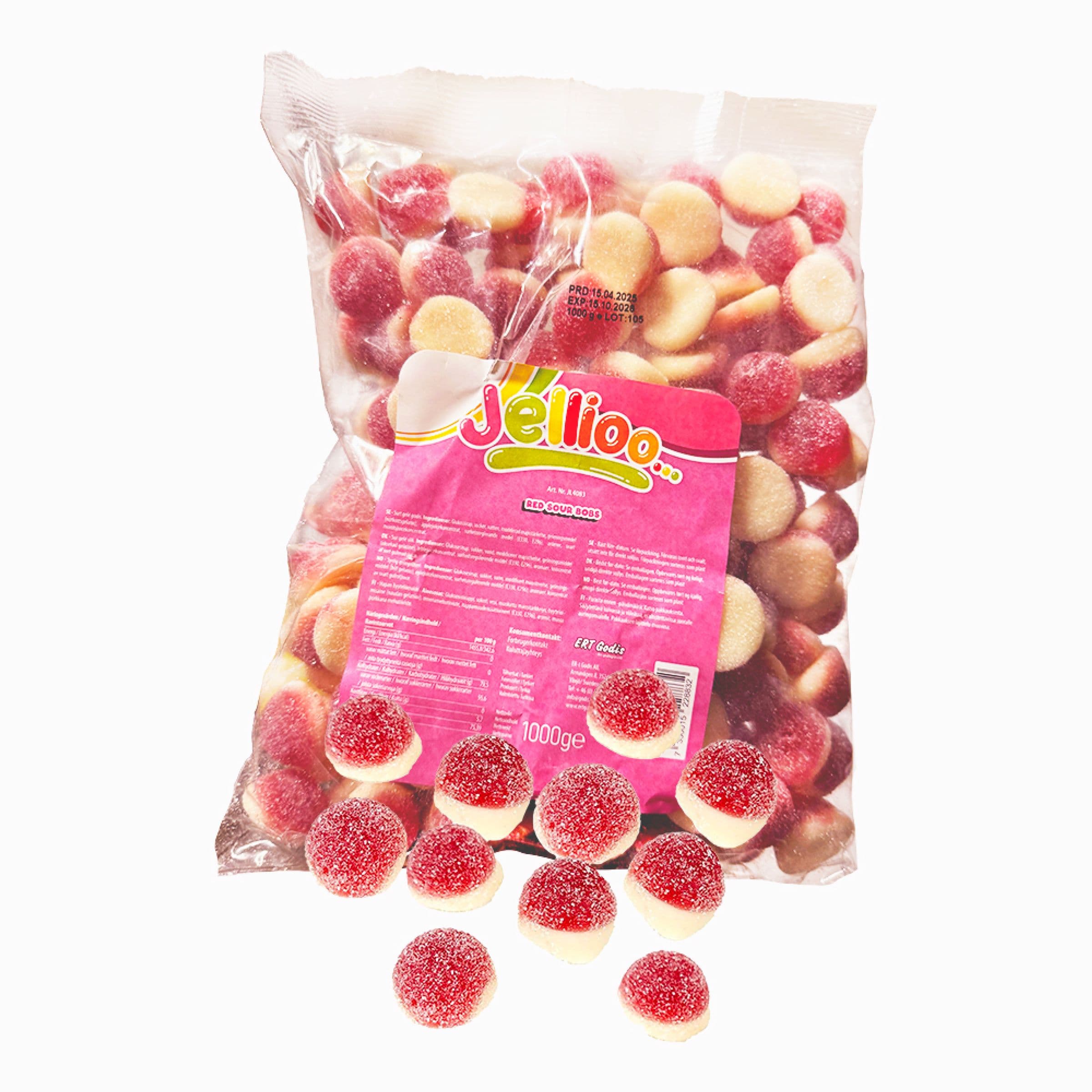 Jellioo Red Sour Bobs Suurpakkaus - 1 kg – ERT Godis Bulk