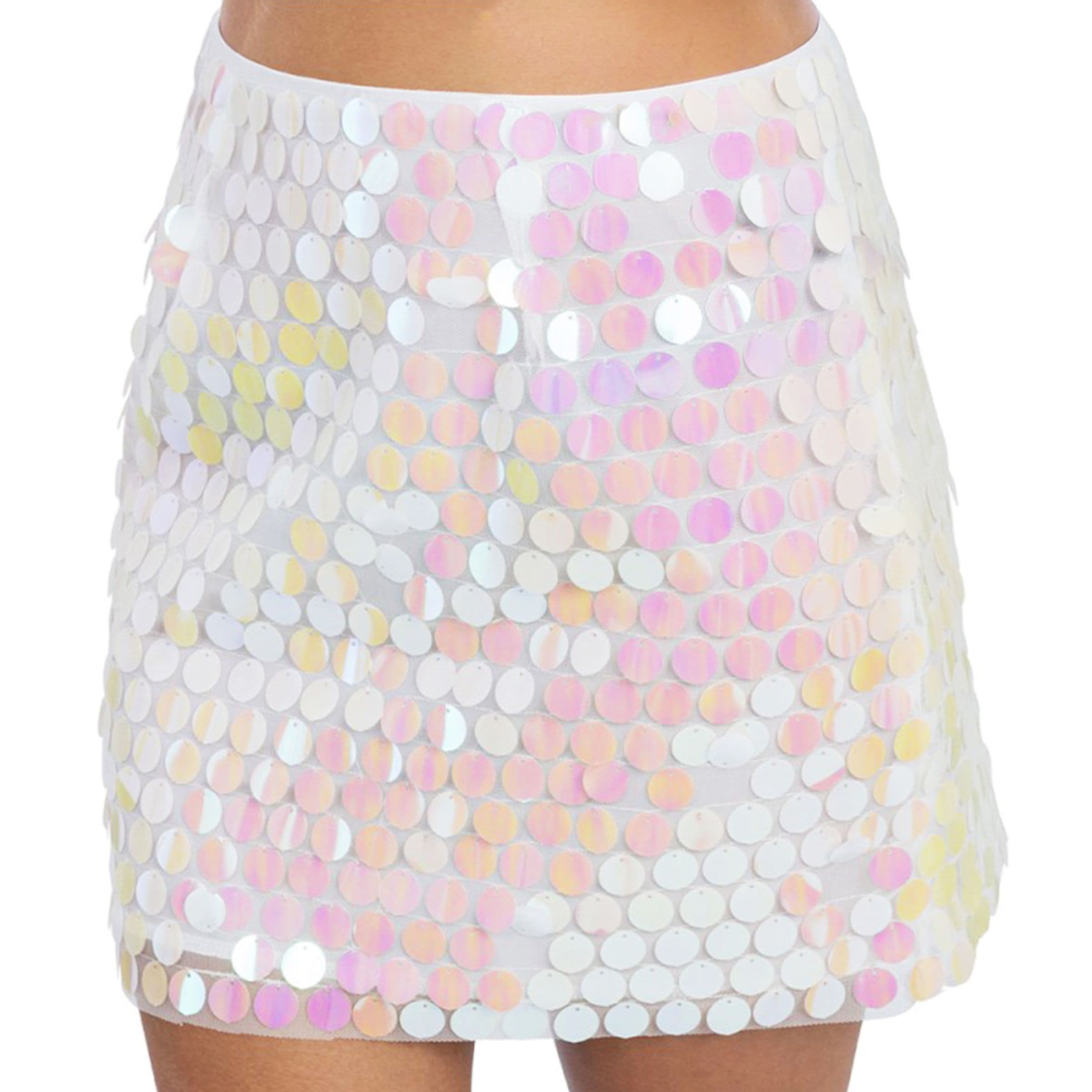 Iridescent-valkoinen paljettihame - Medium – CHAKS