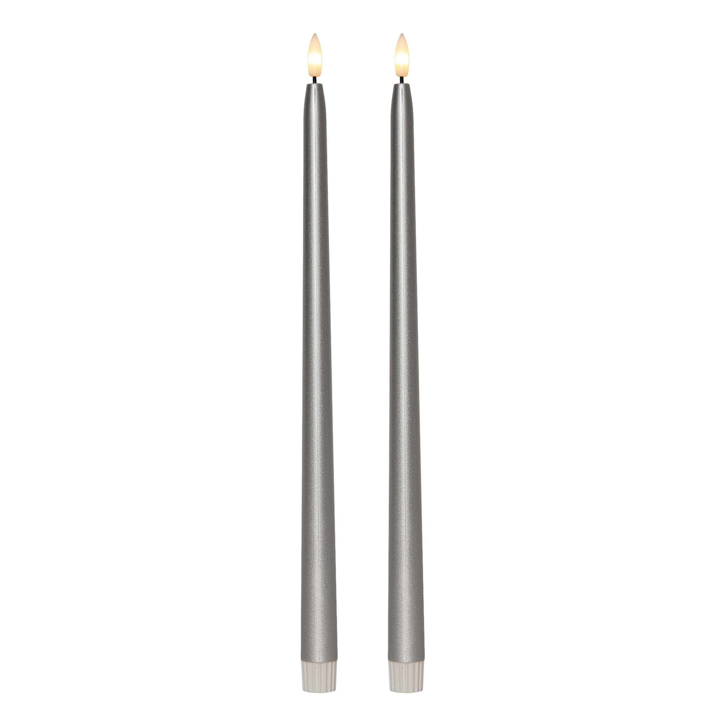 LED Antiikkikynttilät Pitkät Metallic Hopea - 2-pakkaus – STAR TRADING