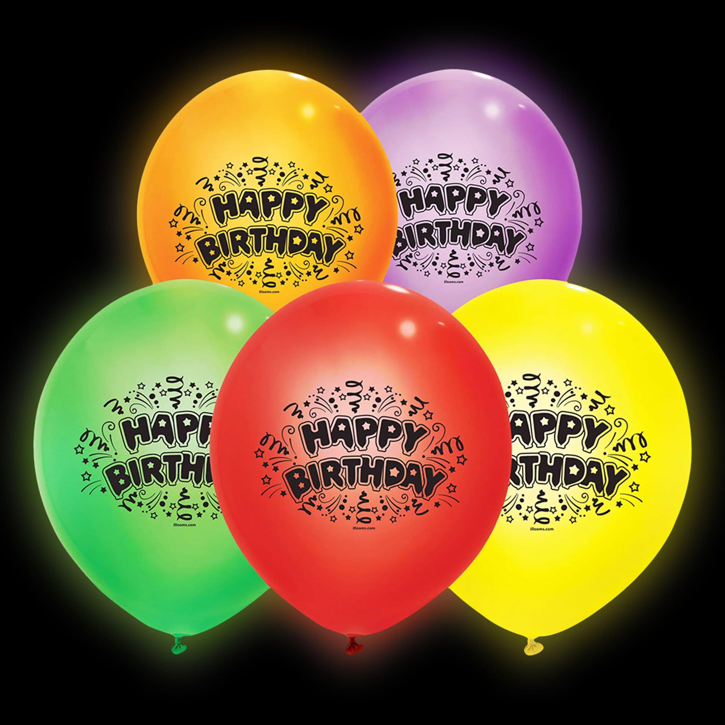 LED-Ilmapallot Happy Birthday - 5-pakkaus – Hisab/Joker