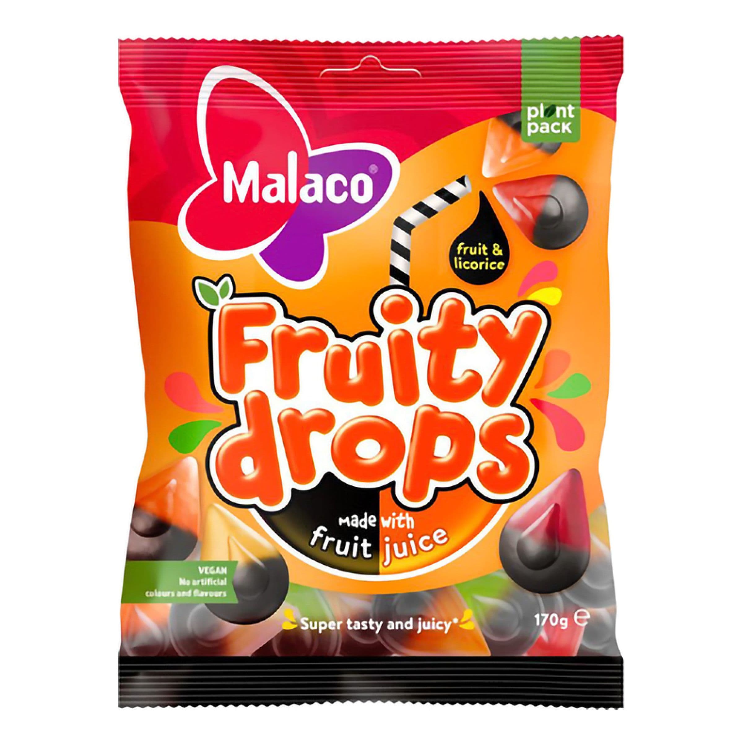 Malaco Fruity Drops Fruit & Licorice - 170 g – ERT Godis Singel