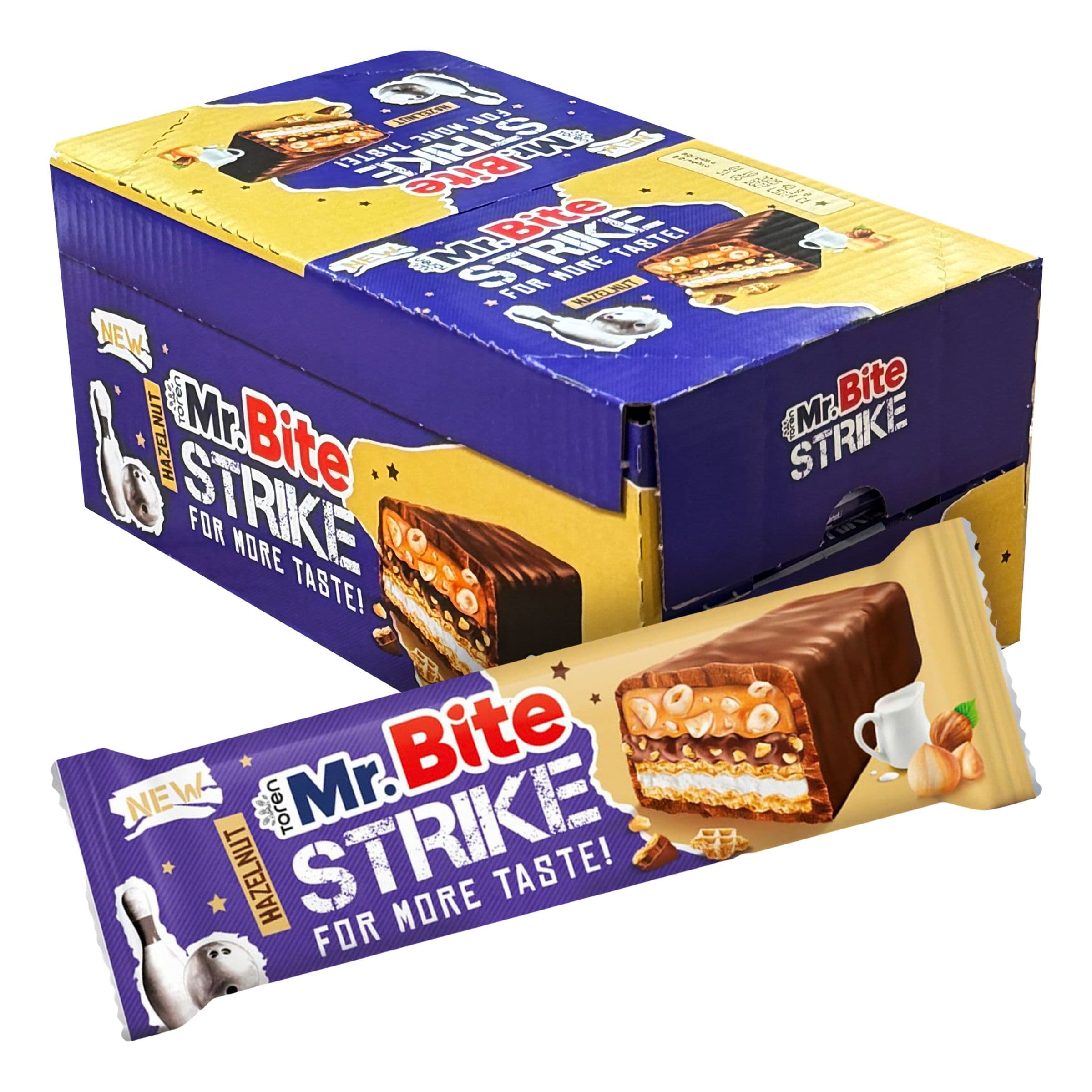 Mr. Bite Strike Hasselpähkinäsuurpakkaus - 24 x 35 g – ERT Godis Bulk