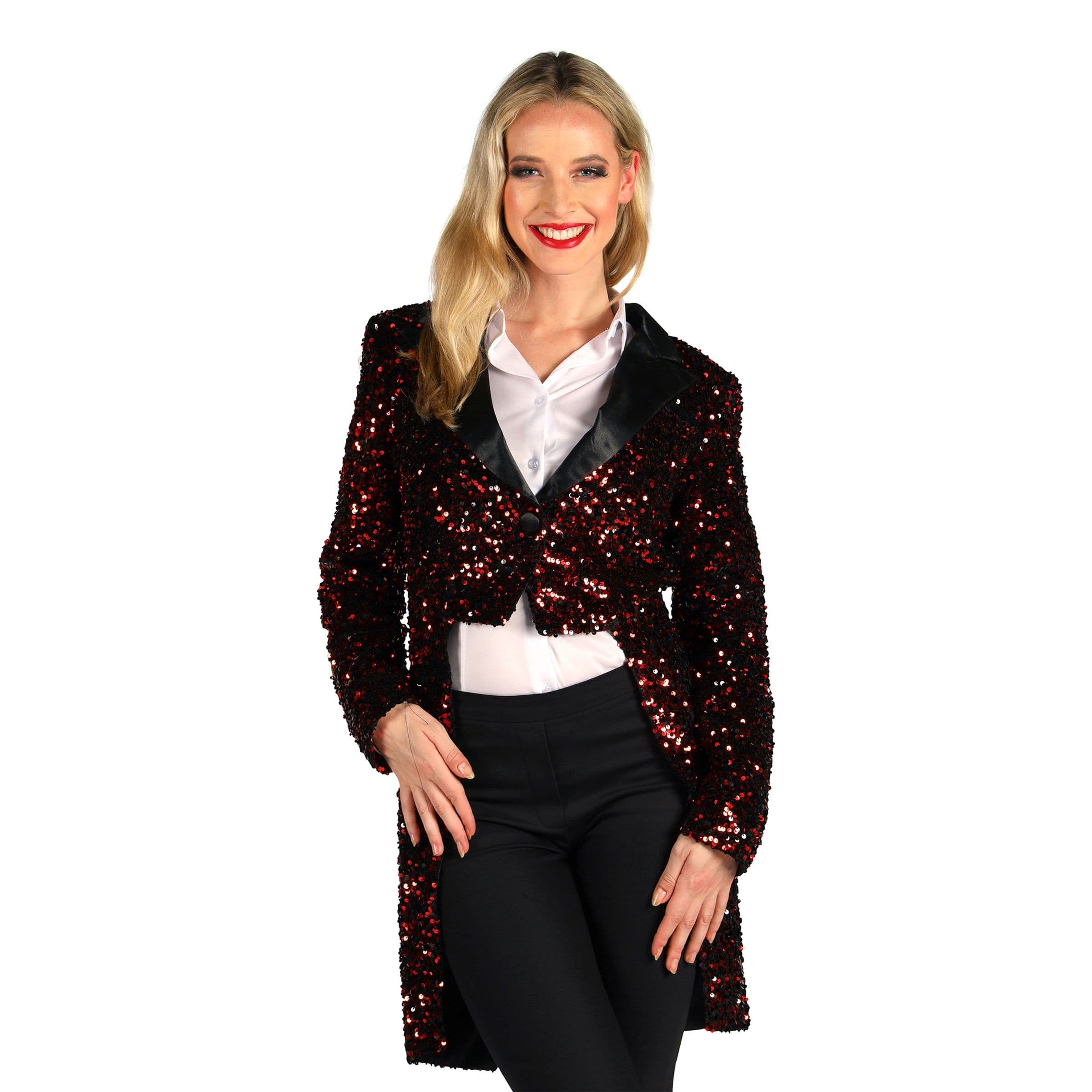 Paljettitakki Naisille Musta/Punainen Deluxe - Medium – Thetru B.V.