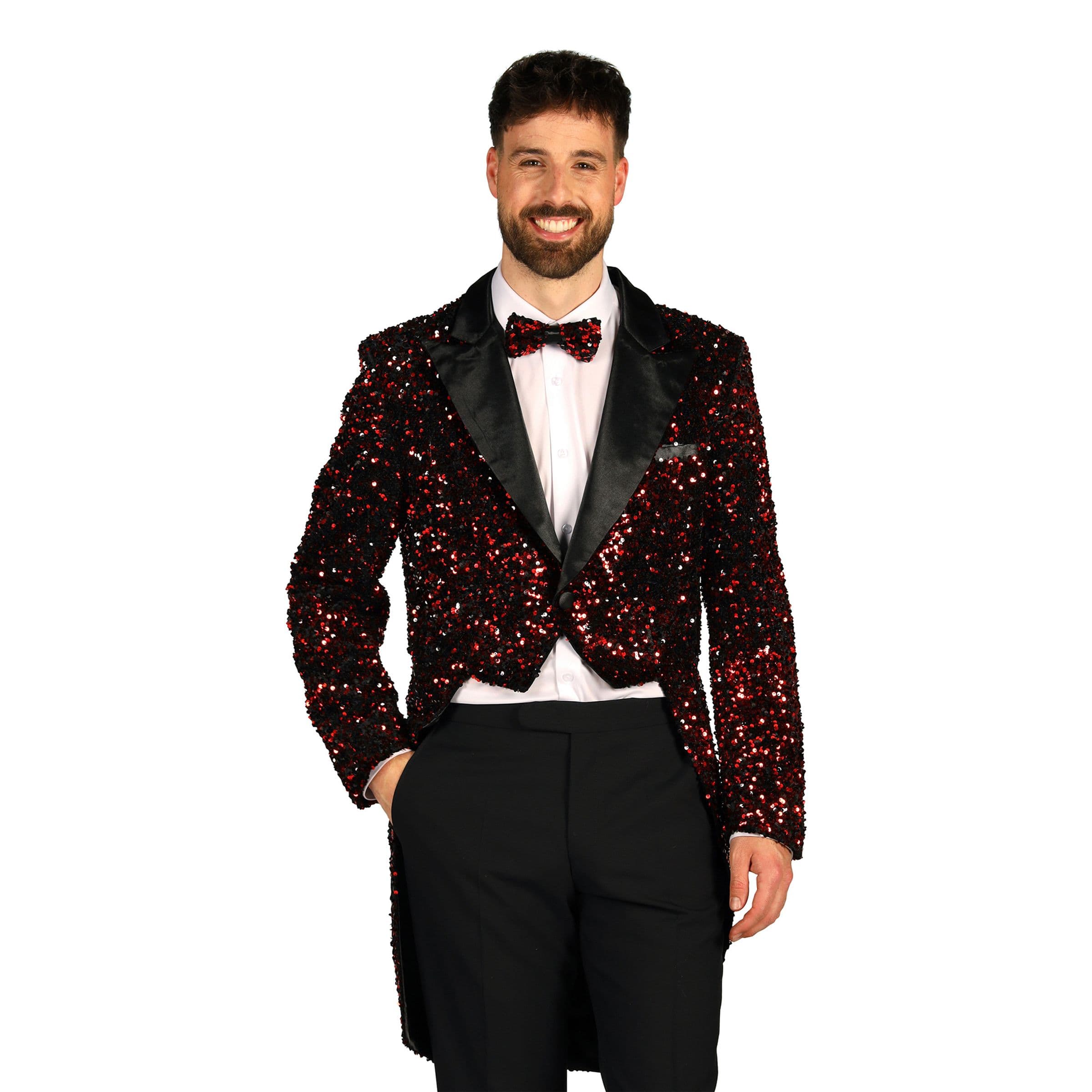 Paljettitakki Miehelle Musta/Punainen Deluxe - Medium – Thetru B.V.