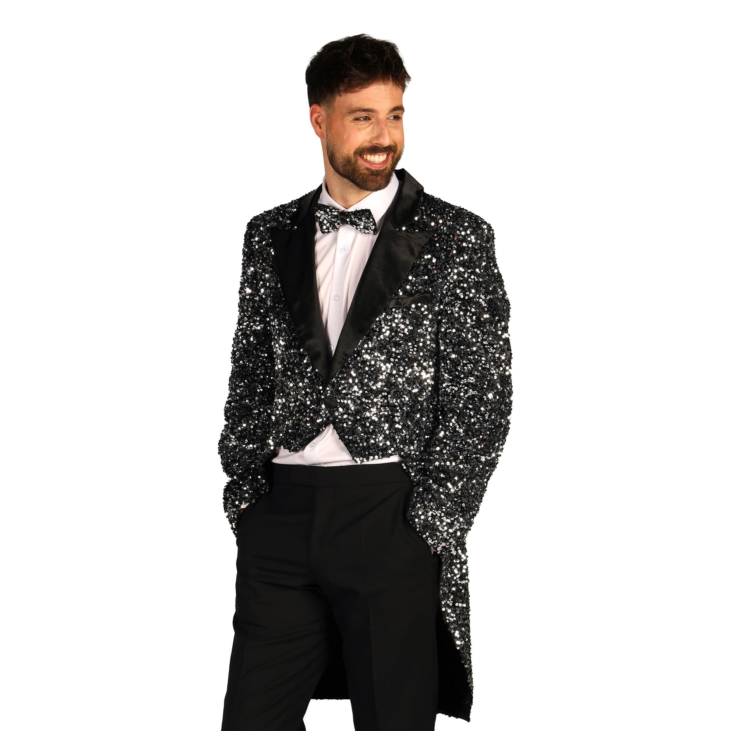 Paljettitakki Miehelle Musta/Hopea Deluxe - Medium – Thetru B.V.