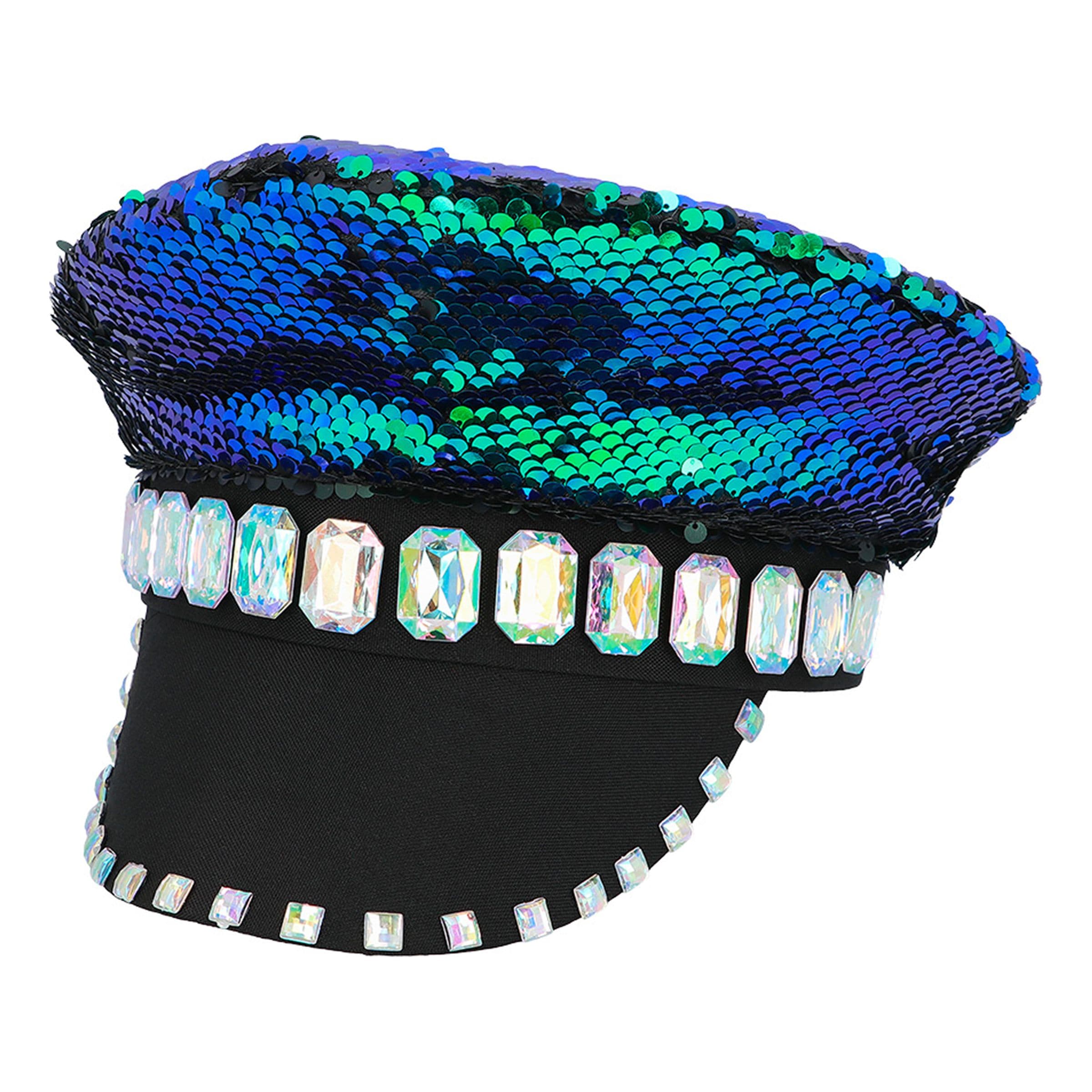 PaljettLippis Kaksivärinen Musta/Sininen Jalokivillä - One size – Boland Party Partners