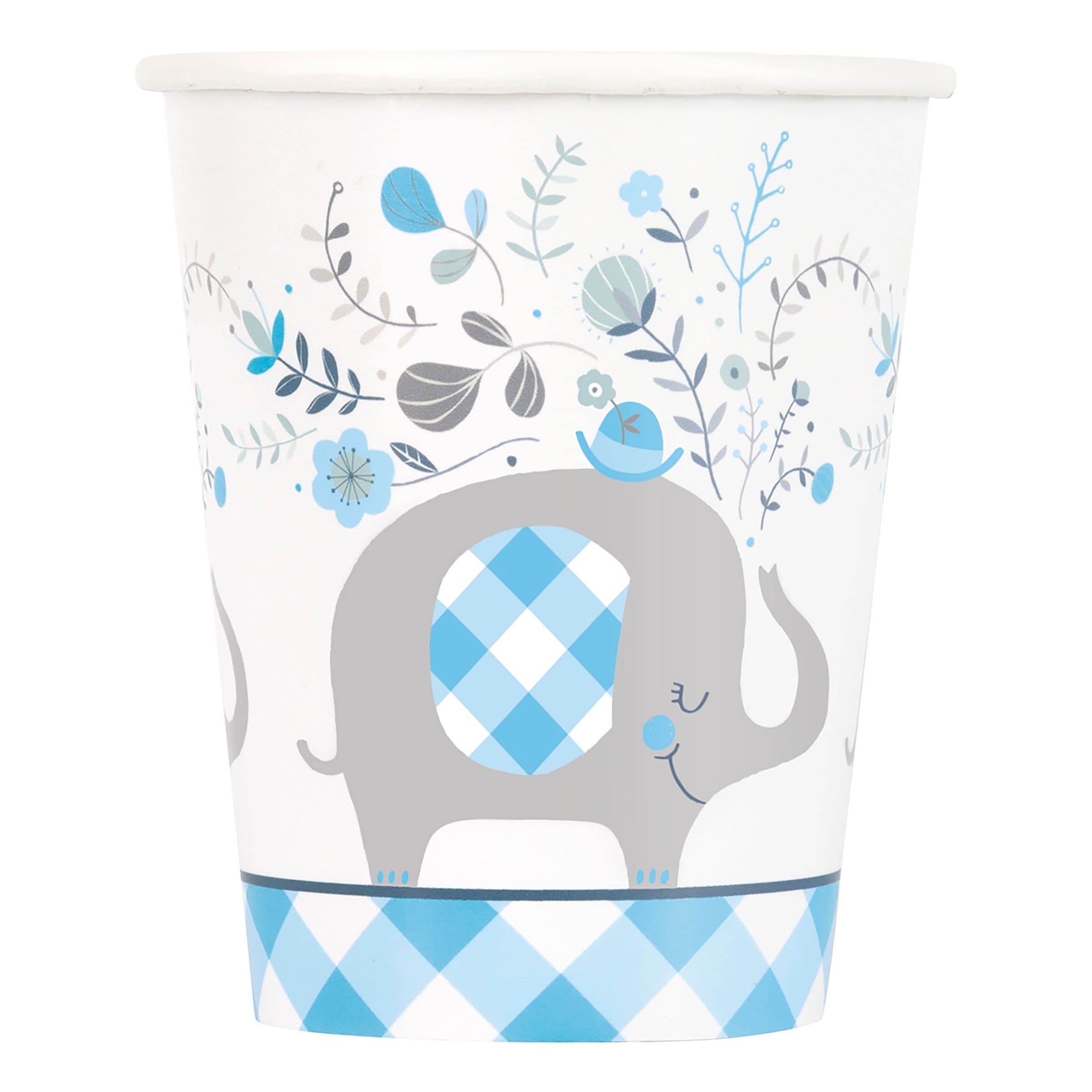 Pahvimukit Elefantit Sininen - 8-pakkaus – Unique Party