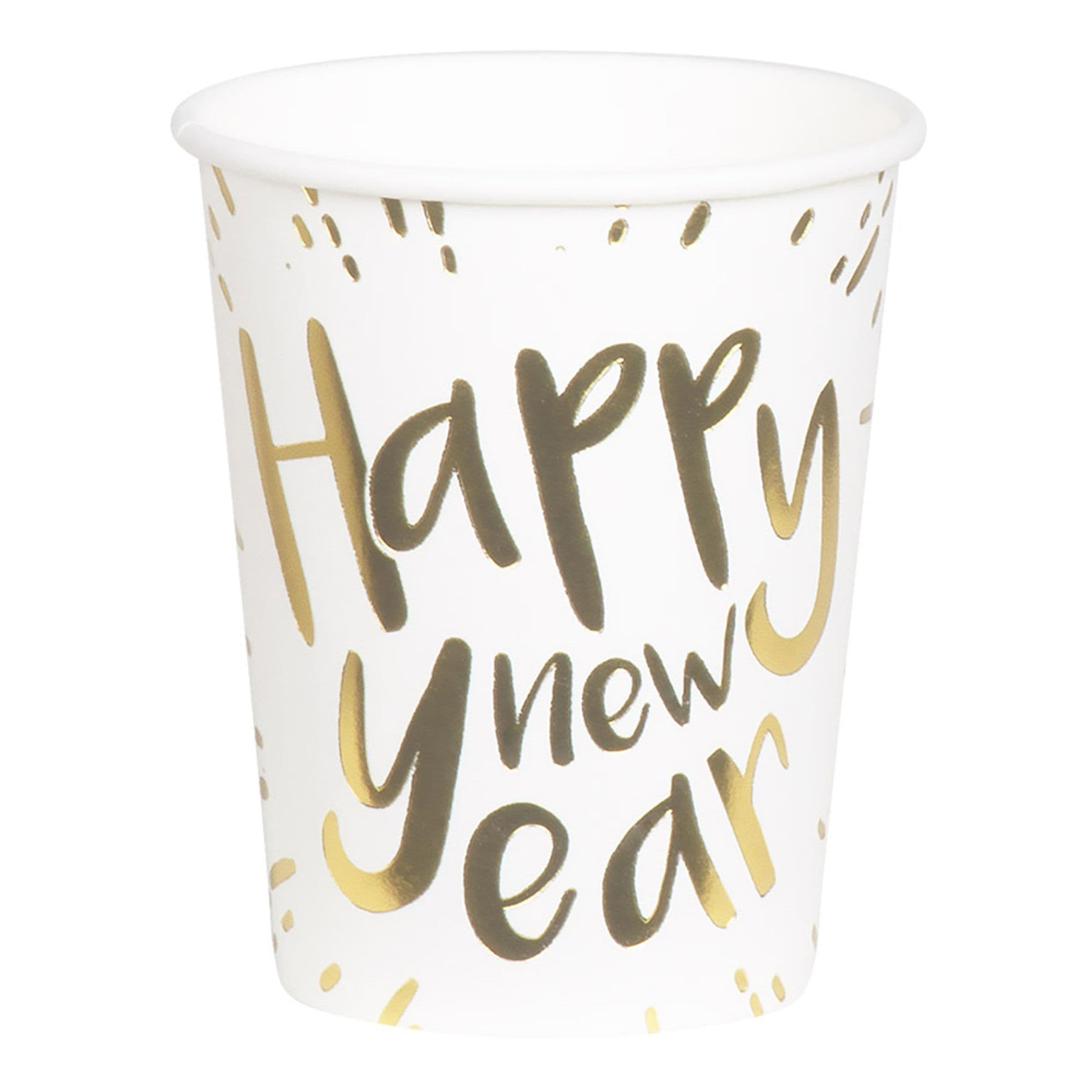 Pahvimukit Happy New Year Kultametalli - 6-pakkaus – Boland Party Partners