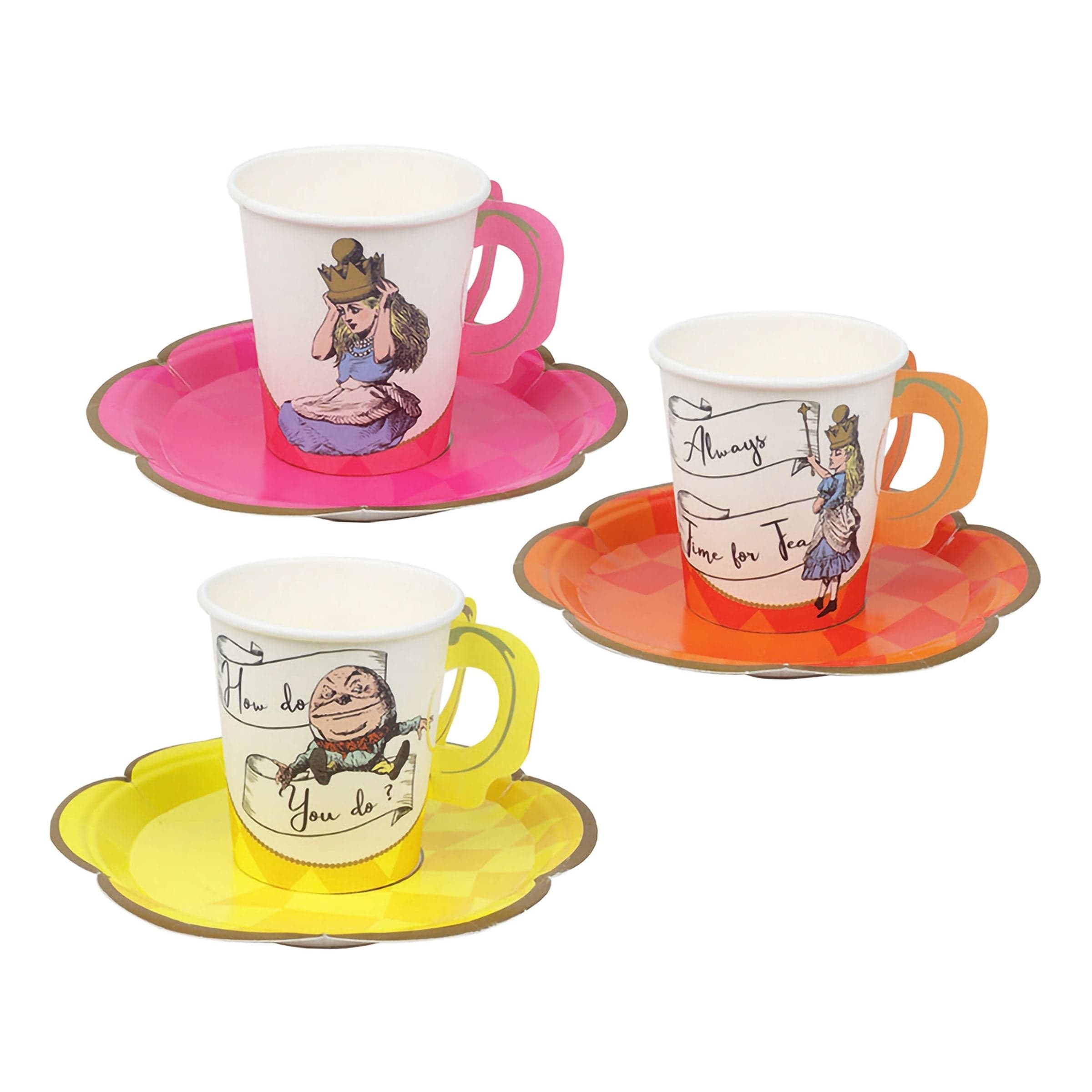 Pahvimukit Tea Party Alice Wonderland - 12-pakkaus – Talking Tables