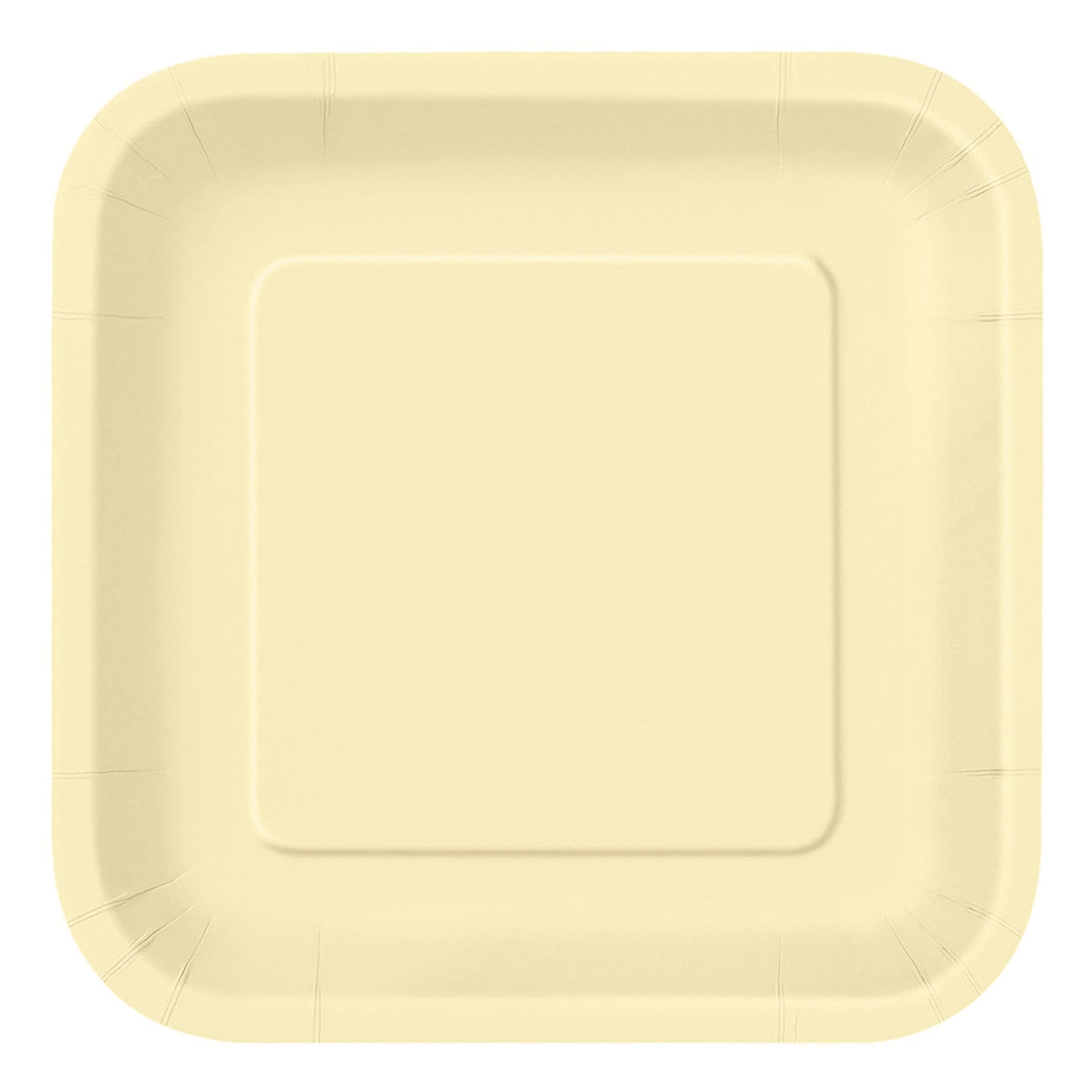 Pahvilautaset Neliö Norsunluu - 14-pakkaus – Unique Party