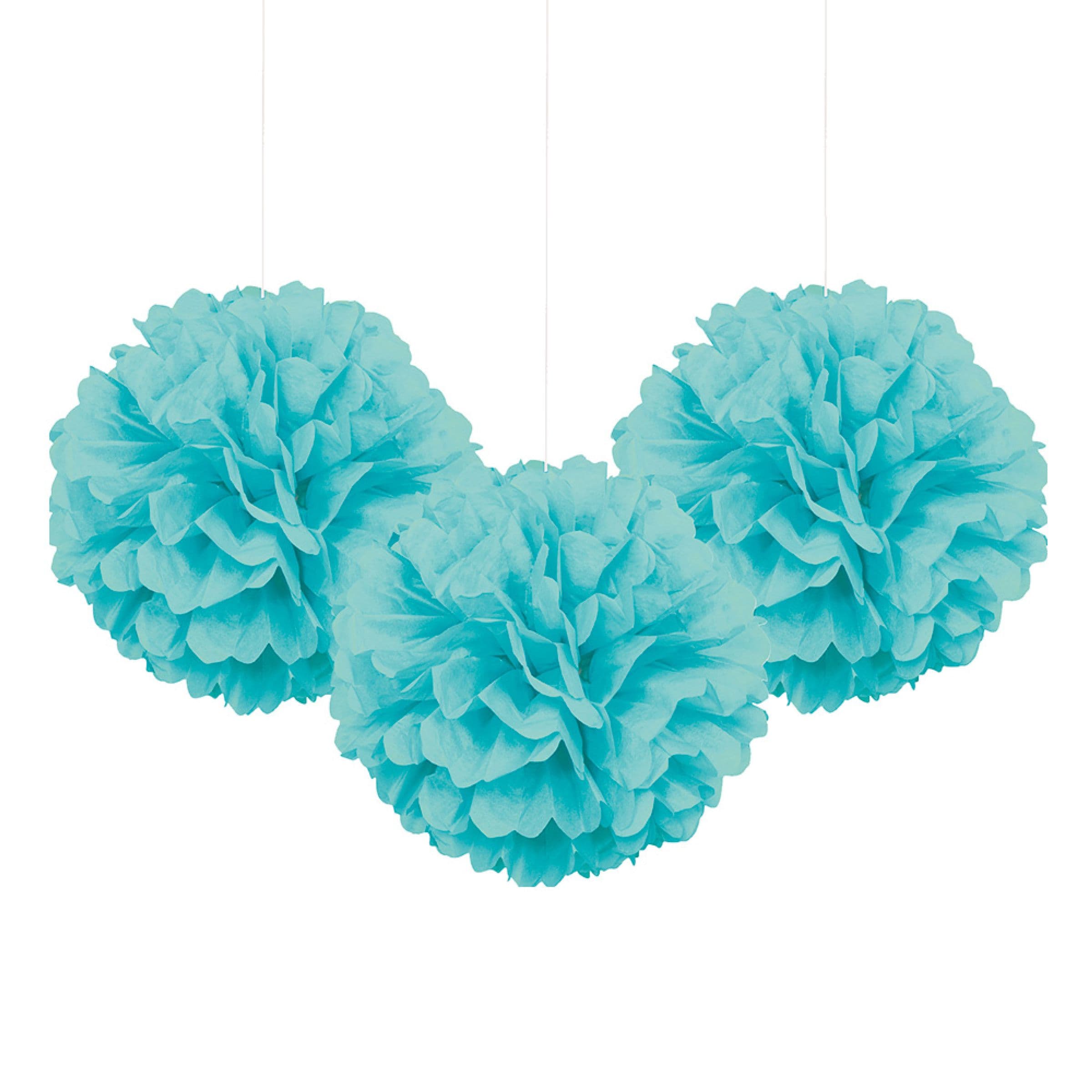 Pom Pom Turkoosi Riippuva Koriste - 3-pakkaus – Unique Party