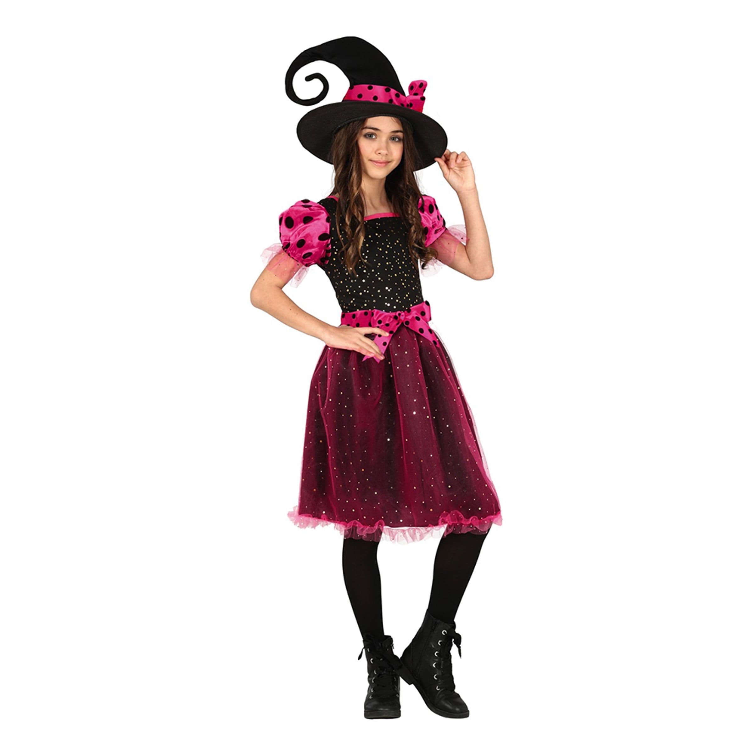 Vaaleanpunainen Noita Lasten Naamiaisasu - 10-12 vuotta – Fiestas Guirca