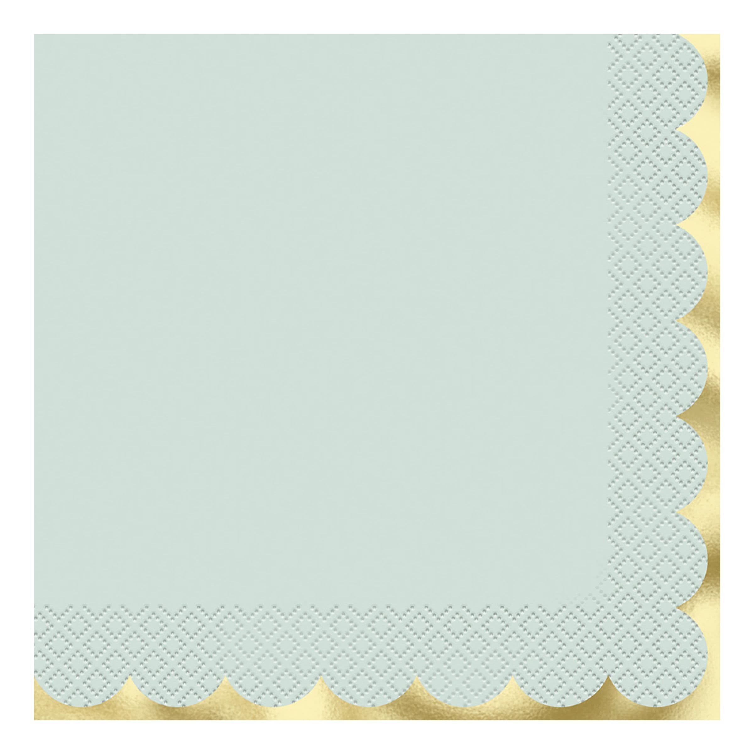 Lautasliinat Vaaleansiniset Kultareunuksella - 16-pakkaus – Unique Party