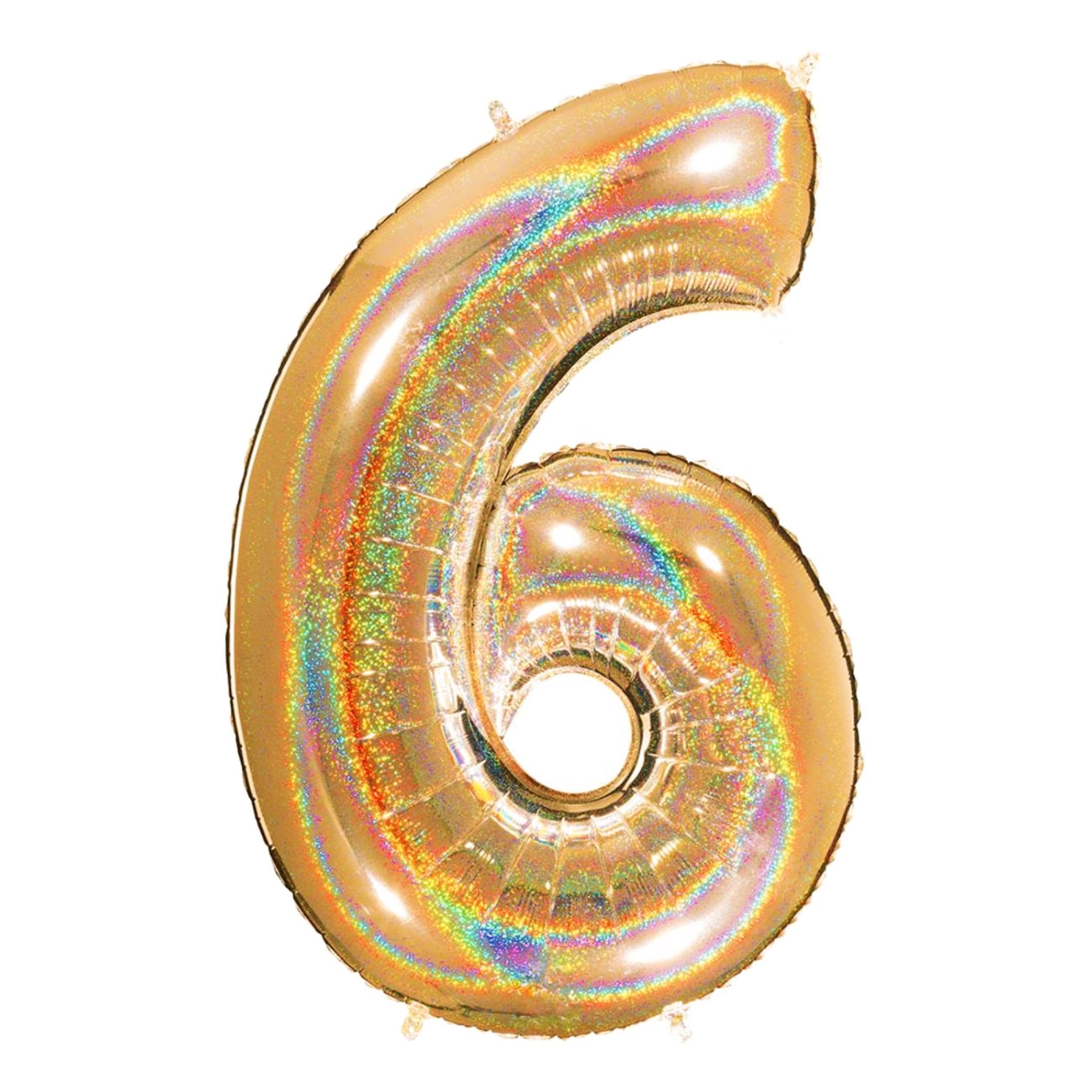 Numeroilmapallo Glitter Kulta - Numero 6 – Ballongkungen