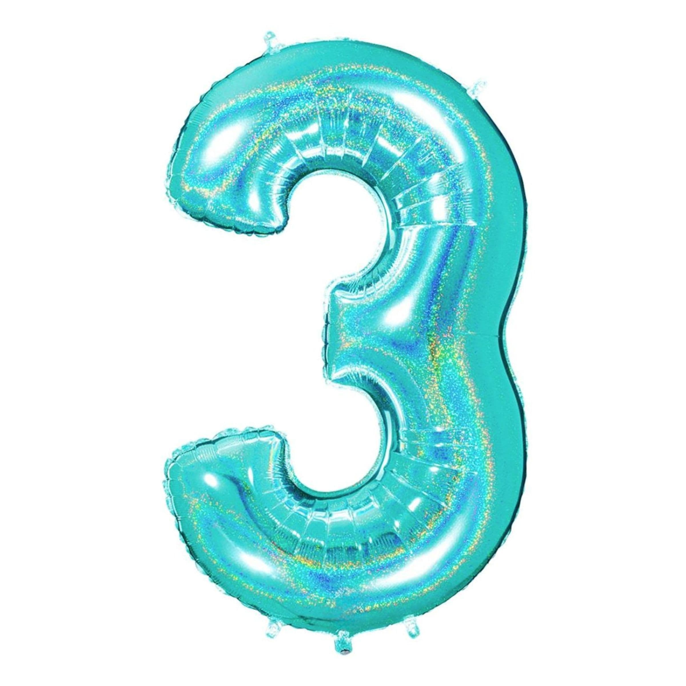 Kirjainilmapallo Kimalle Turkoosi - Numero 3 – Ballongkungen