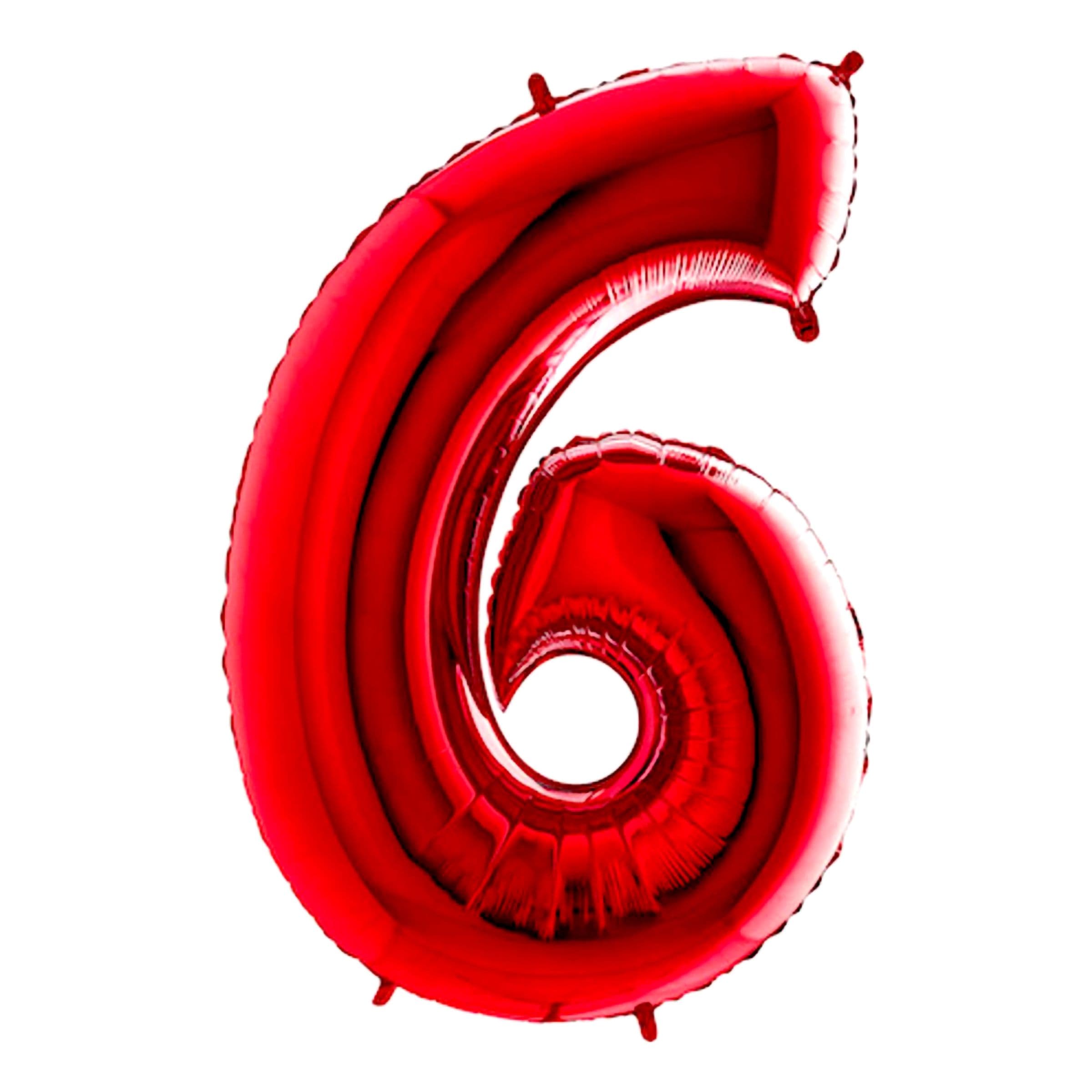 Numeroilmapallo Punainen Metallic - Numero 6 – Ballongkungen
