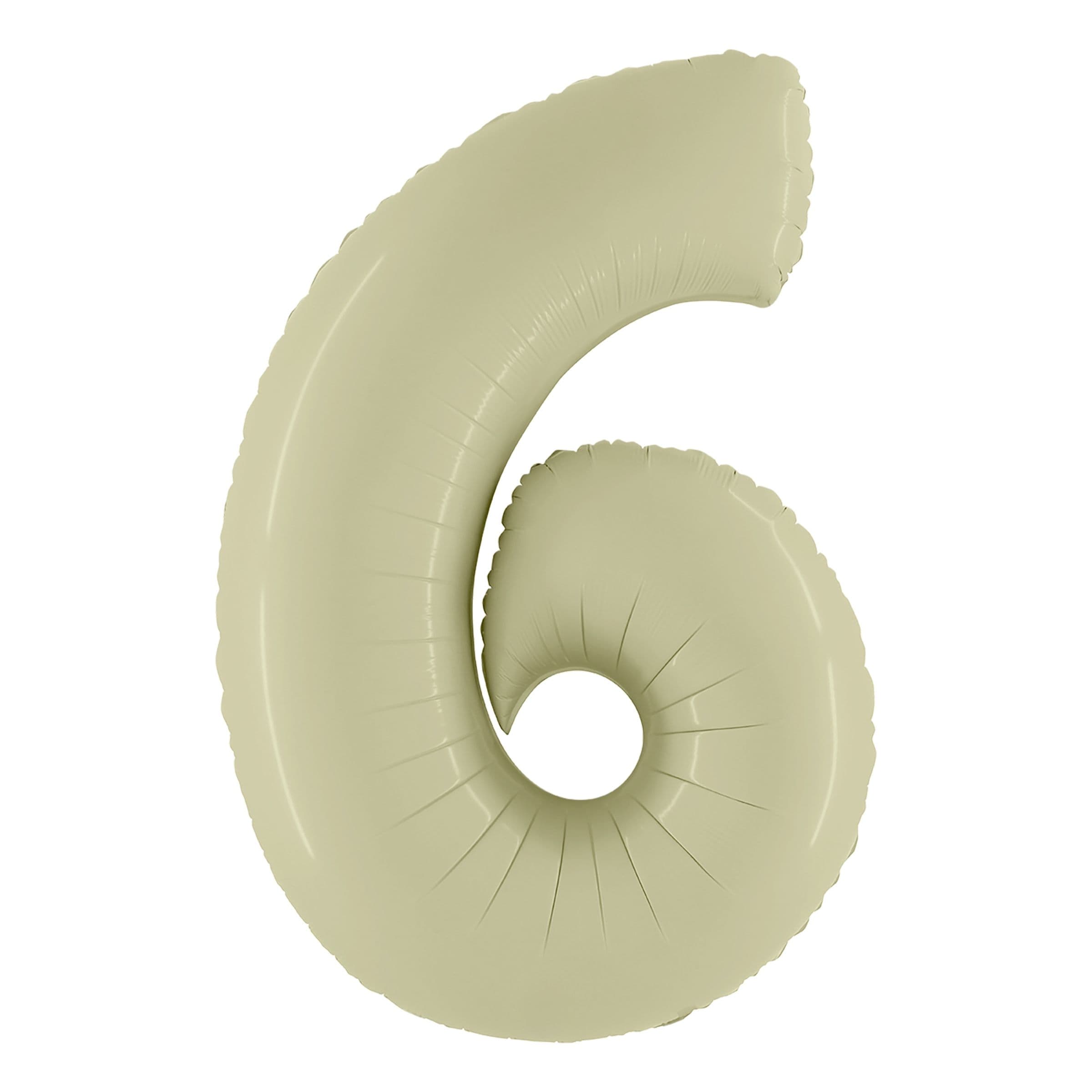 Numeroilmapallo Satin Olive Green - Numero 6 – Ballongkungen