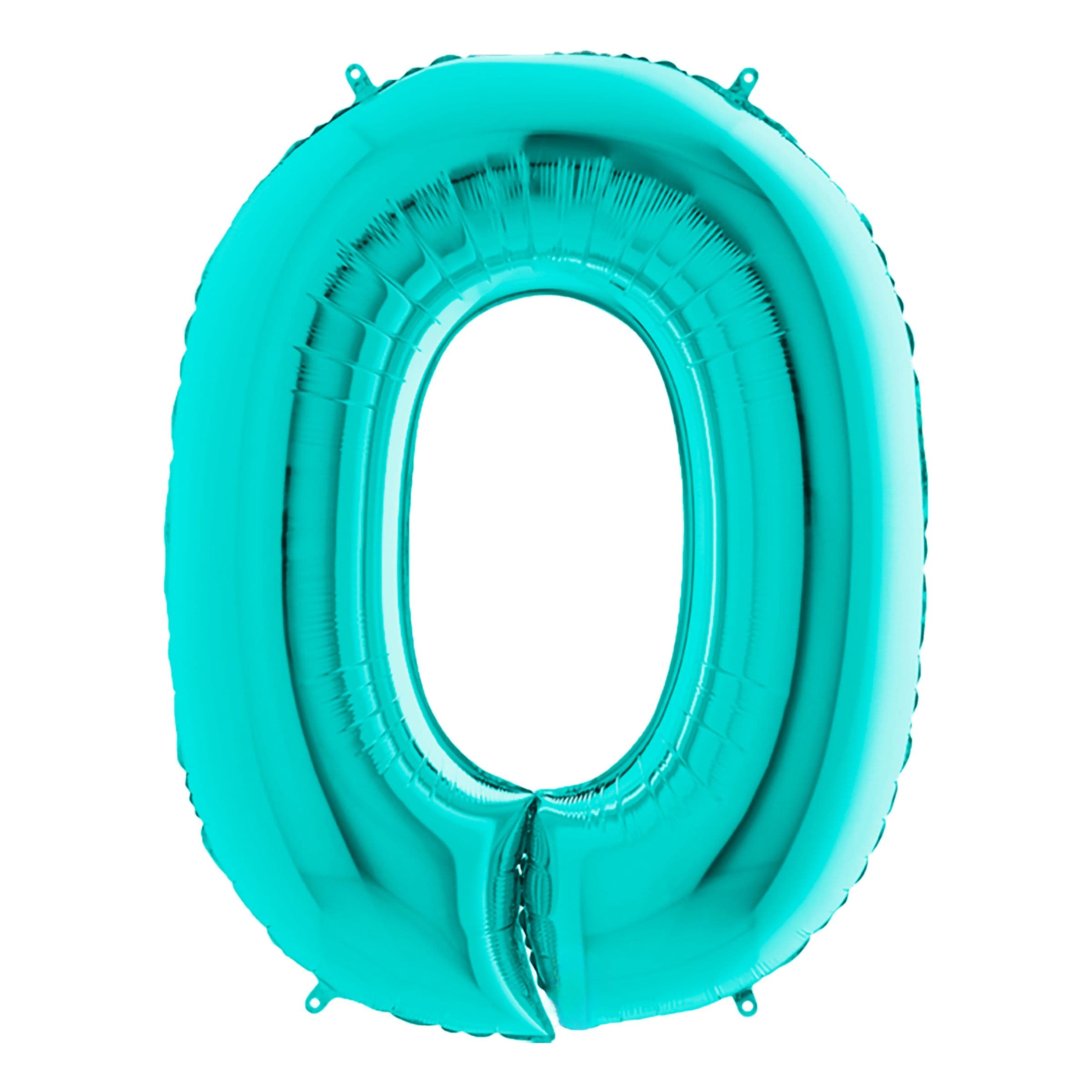 Numeroilmapallo Turkoosi Metallic - Numero 0 – Ballongkungen