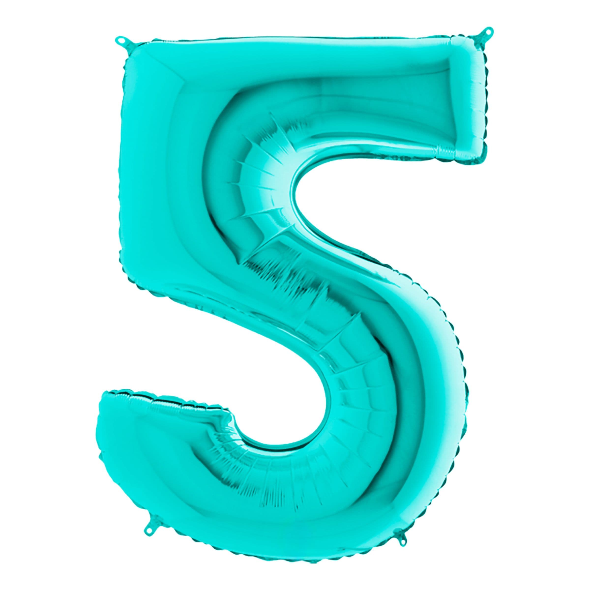 Numeroilmapallo Turkoosi Metallic - Numero 5 – Ballongkungen