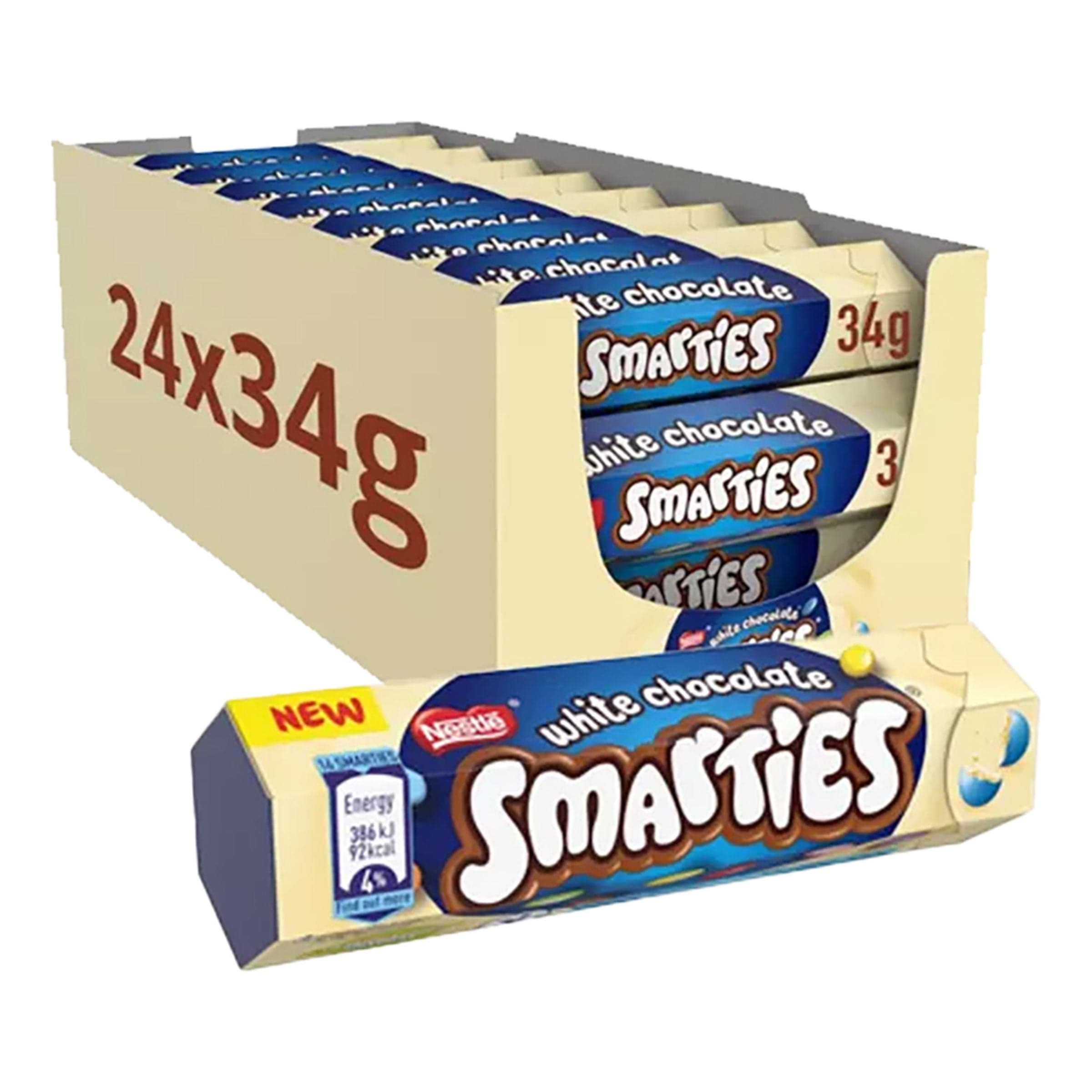 Smarties White Chocolate Tube Suurpakkaus - 24 x 34 g – ERT Godis Bulk