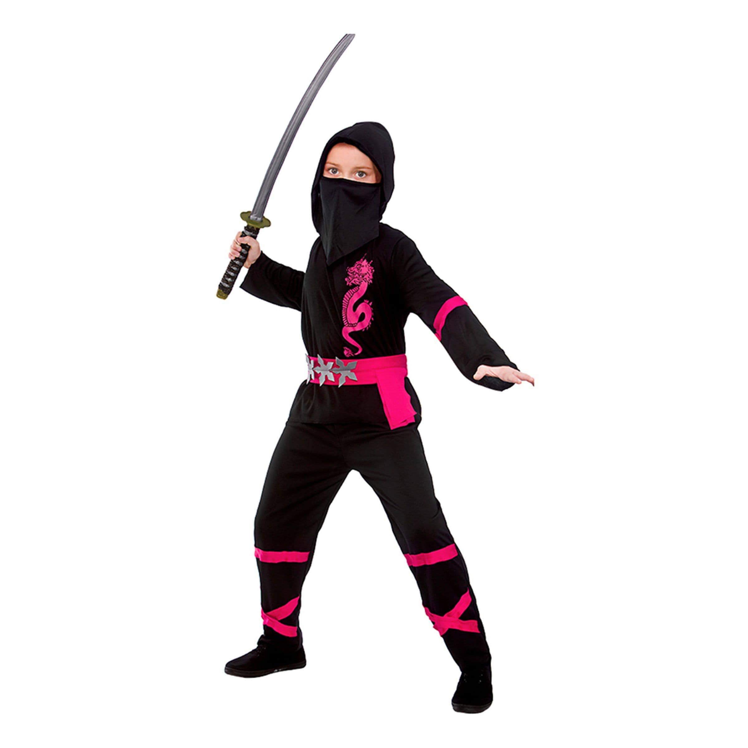 Musta/Vaaleanpunainen Power Ninja Lasten Naamiaisasu - Small – Wicked Costumes