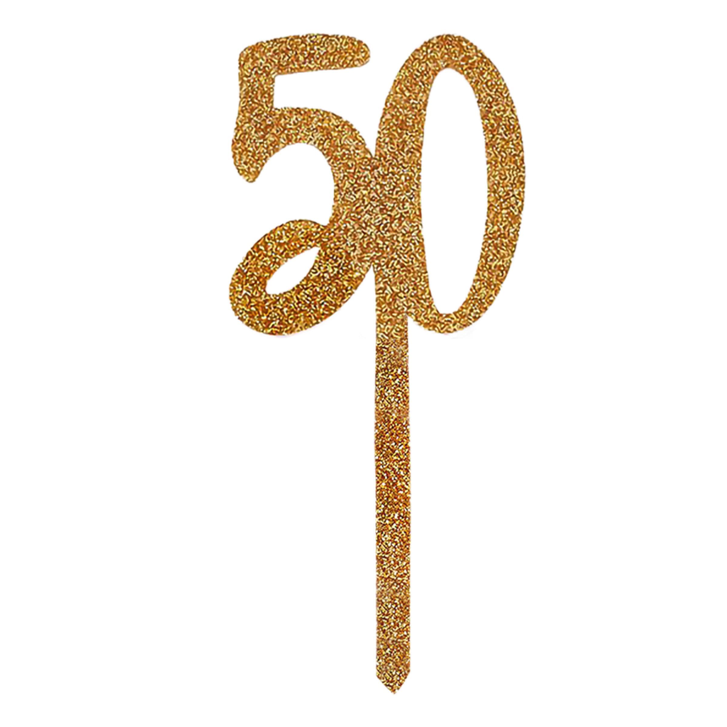 Akryylinen 50 Kulta Kakkukoriste – Club Green / Hootyballoon